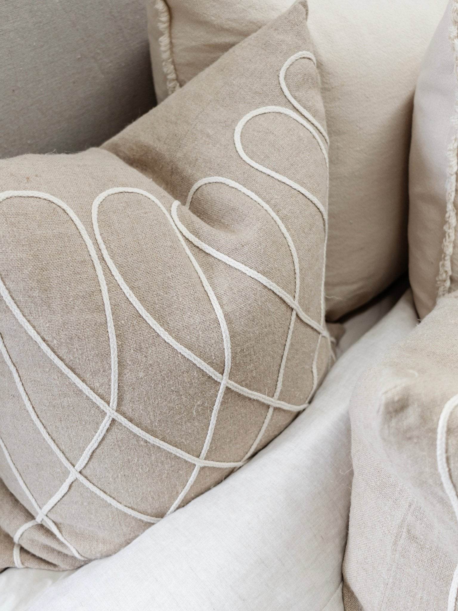 Abbi Linen Loop Cushion - Wander & Wild Home