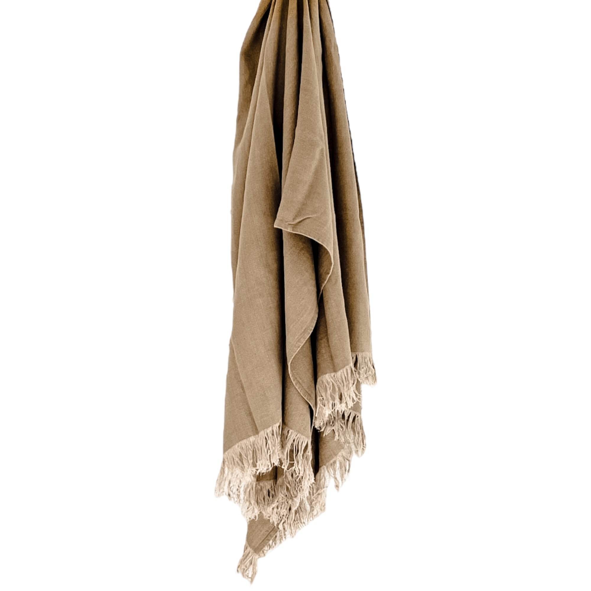 Aspire Stonewashed Linen Throw - Tobacco - Wander & Wild Home