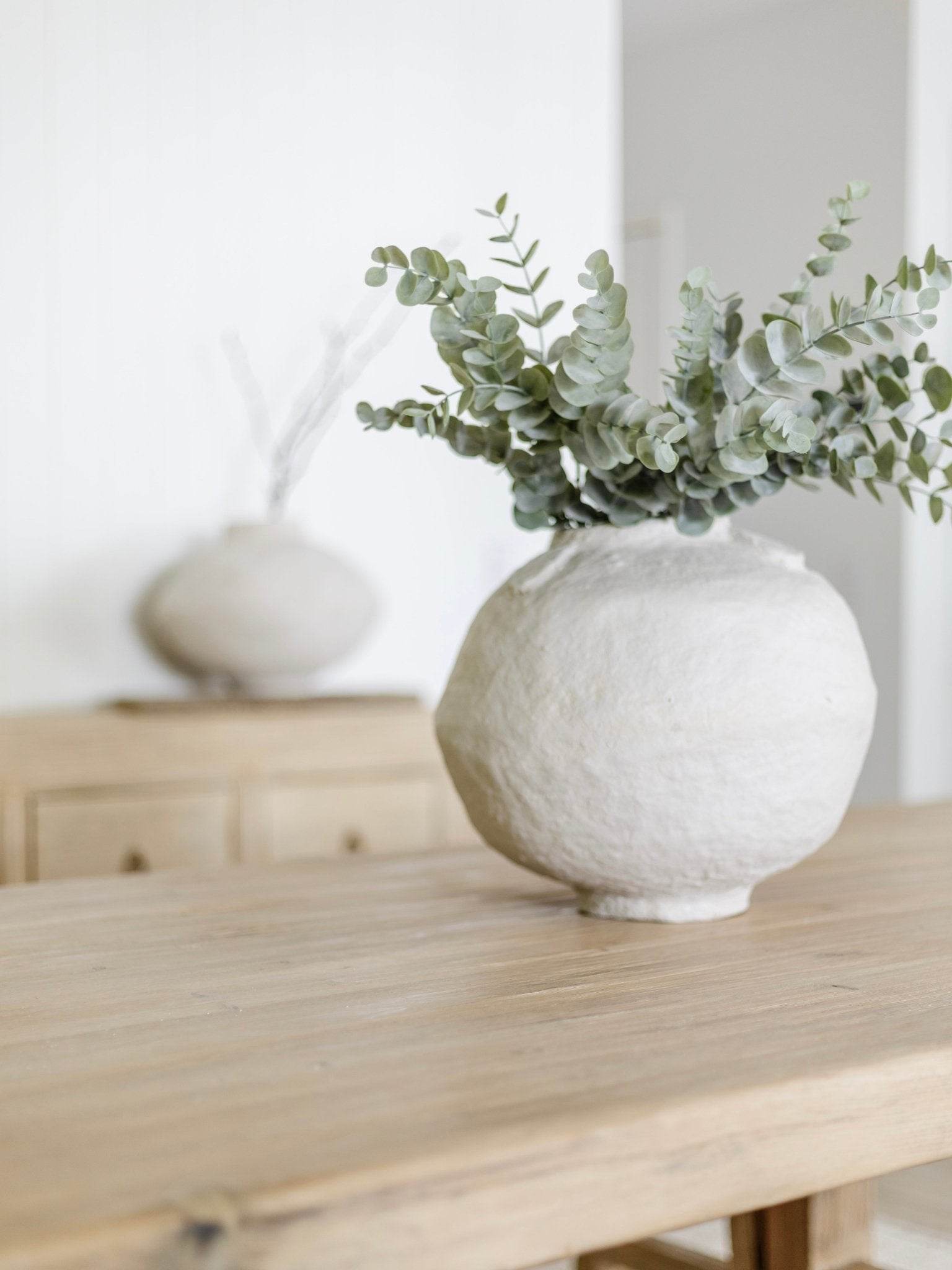 Authentic Indian Paper Mache Pot -Beige - Wander & Wild Home