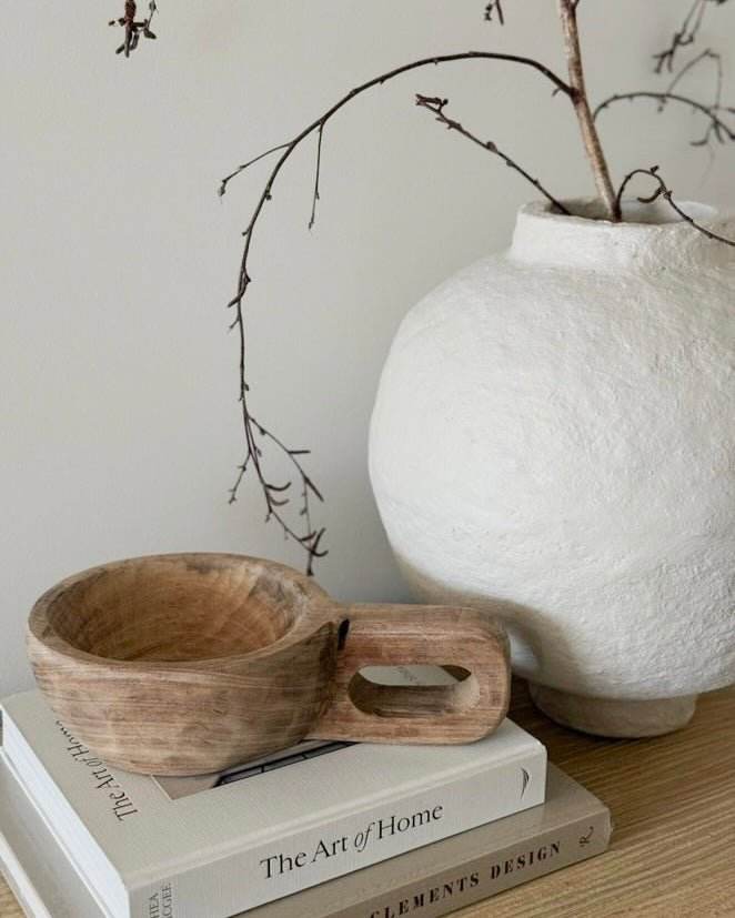 Authentic Indian Paper Mache Pot -Beige - Wander & Wild Home