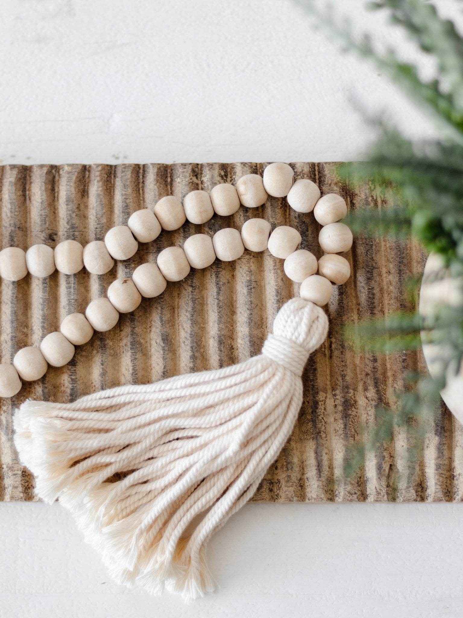 Davy Timber Bead Tassel -Natural