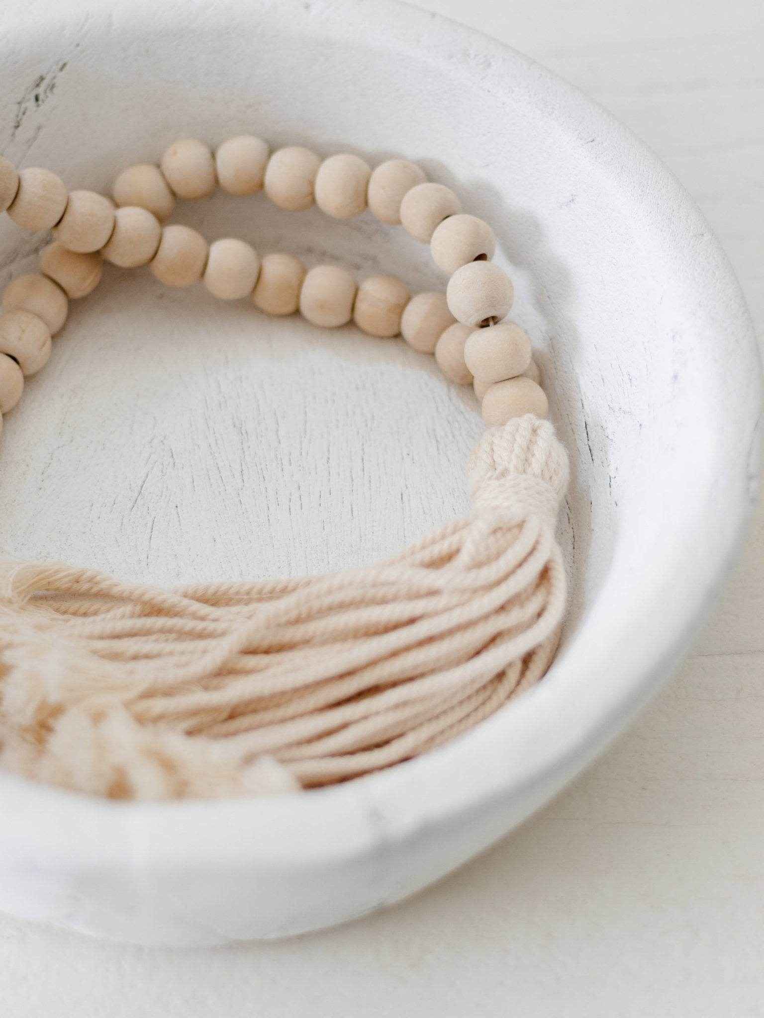 Davy Timber Bead Tassel -Natural