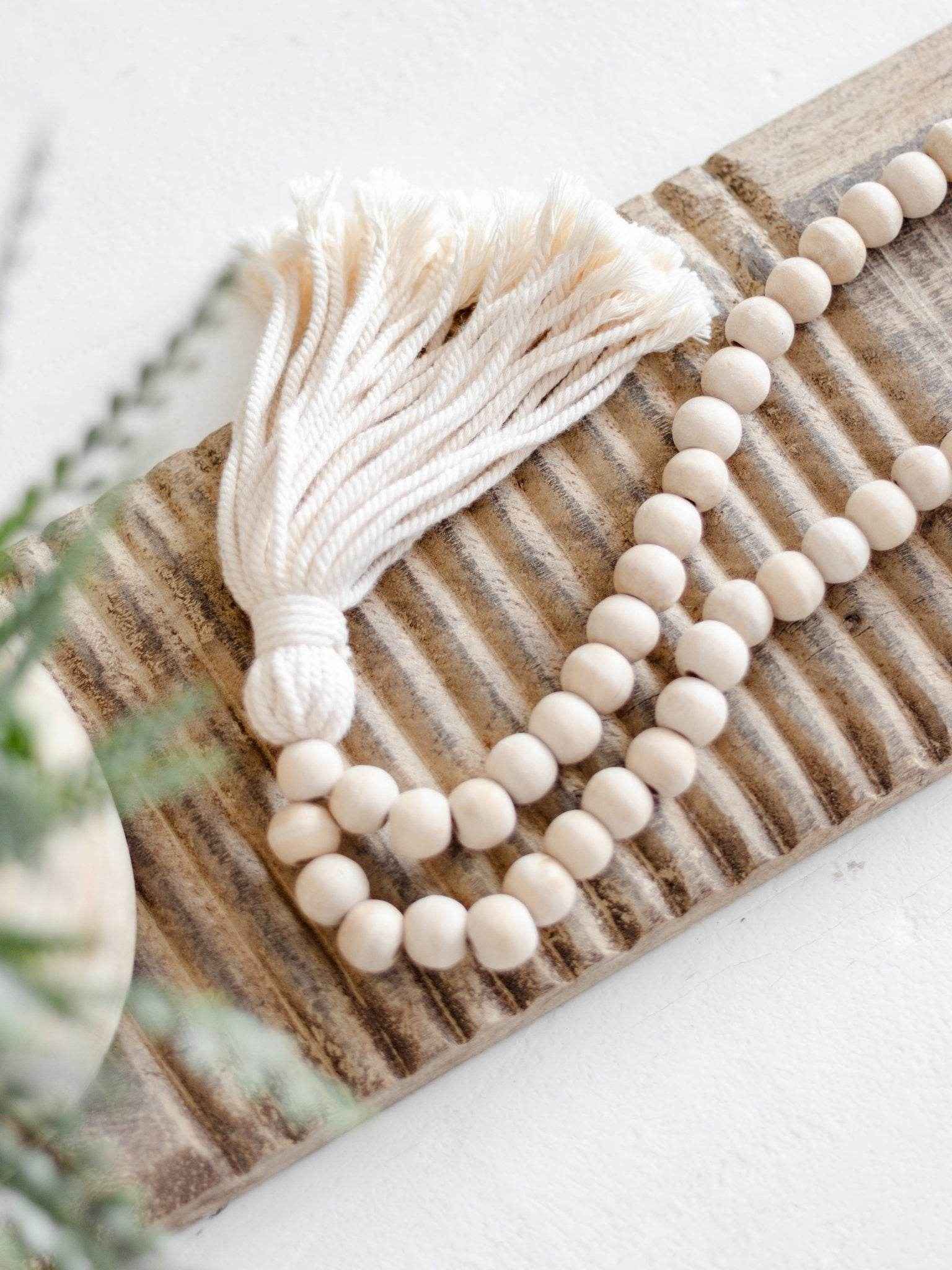 Davy Timber Bead Tassel -Natural