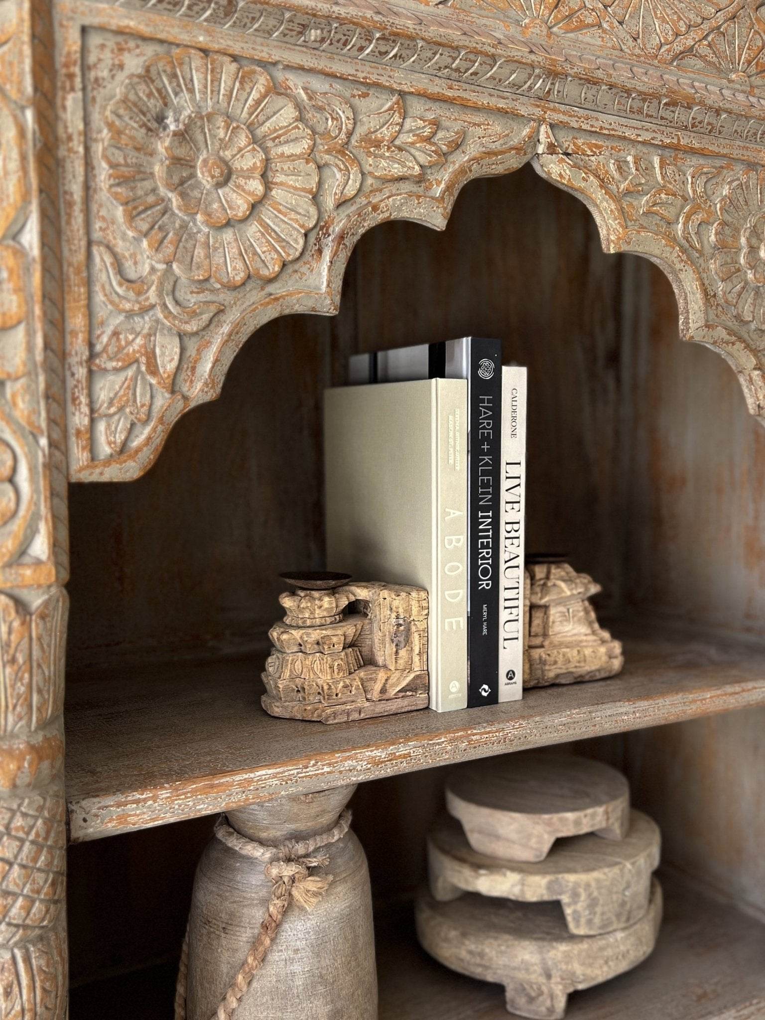 Indian Antique Carved Seeder Candle Stand -Various - Wander & Wild Home