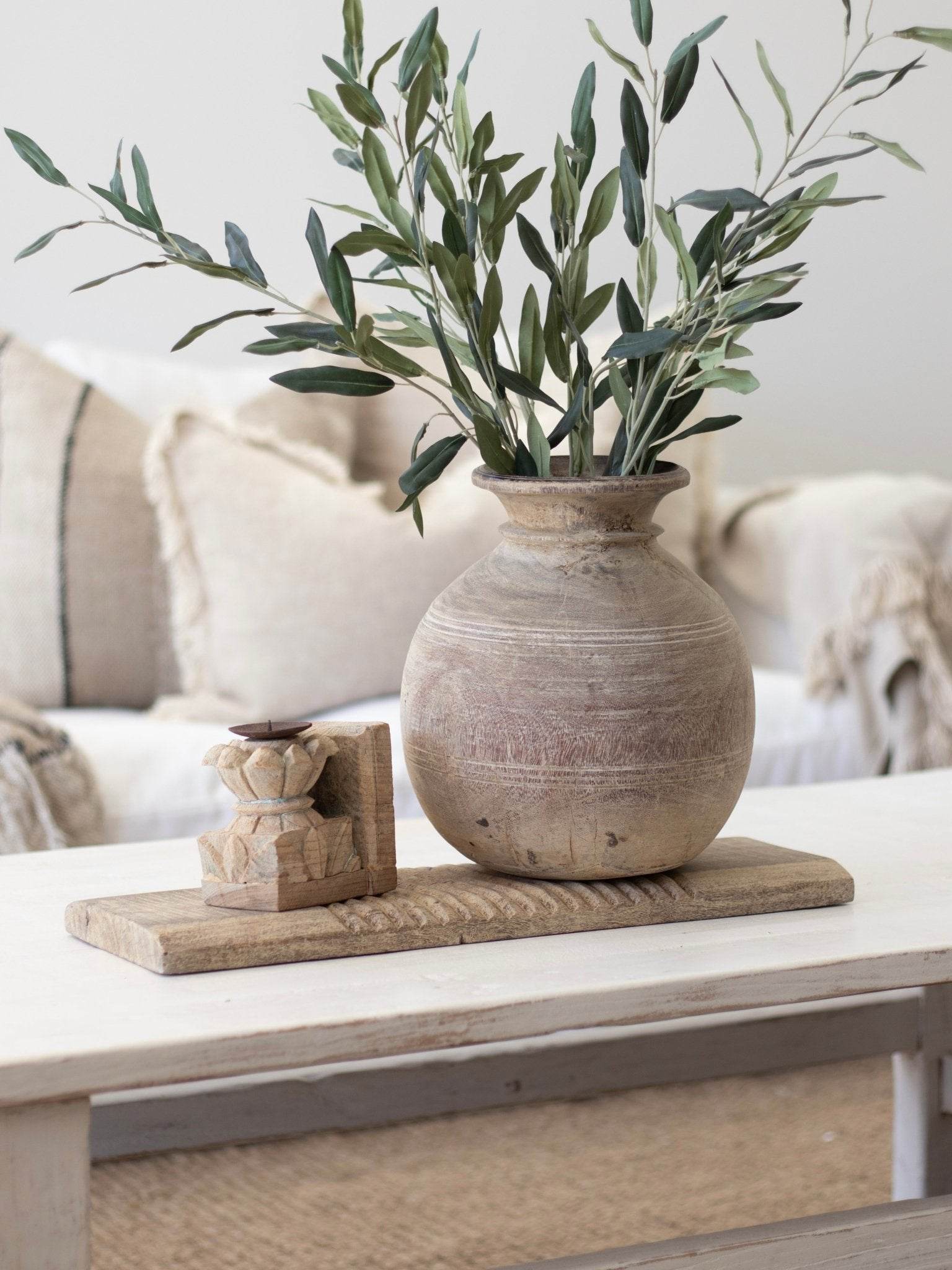 Indian Antique Carved Seeder Candle Stand -Various - Wander & Wild Home