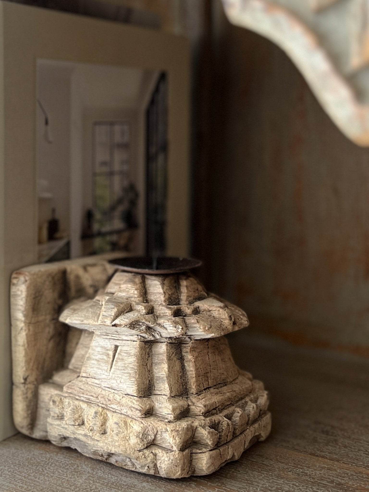 Indian Antique Carved Seeder Candle Stand -Various - Wander & Wild Home