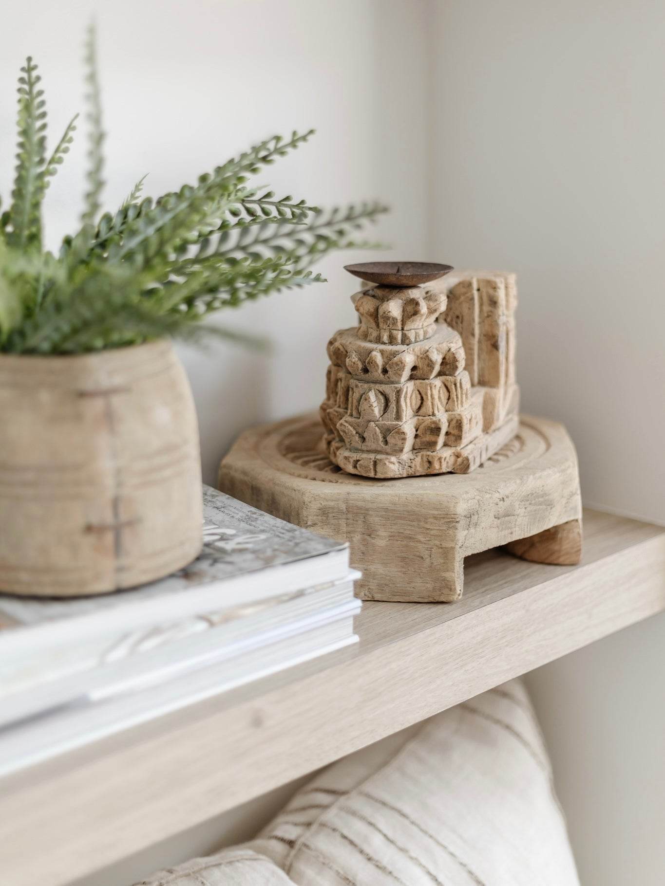 Indian Antique Carved Seeder Candle Stand -Various - Wander & Wild Home