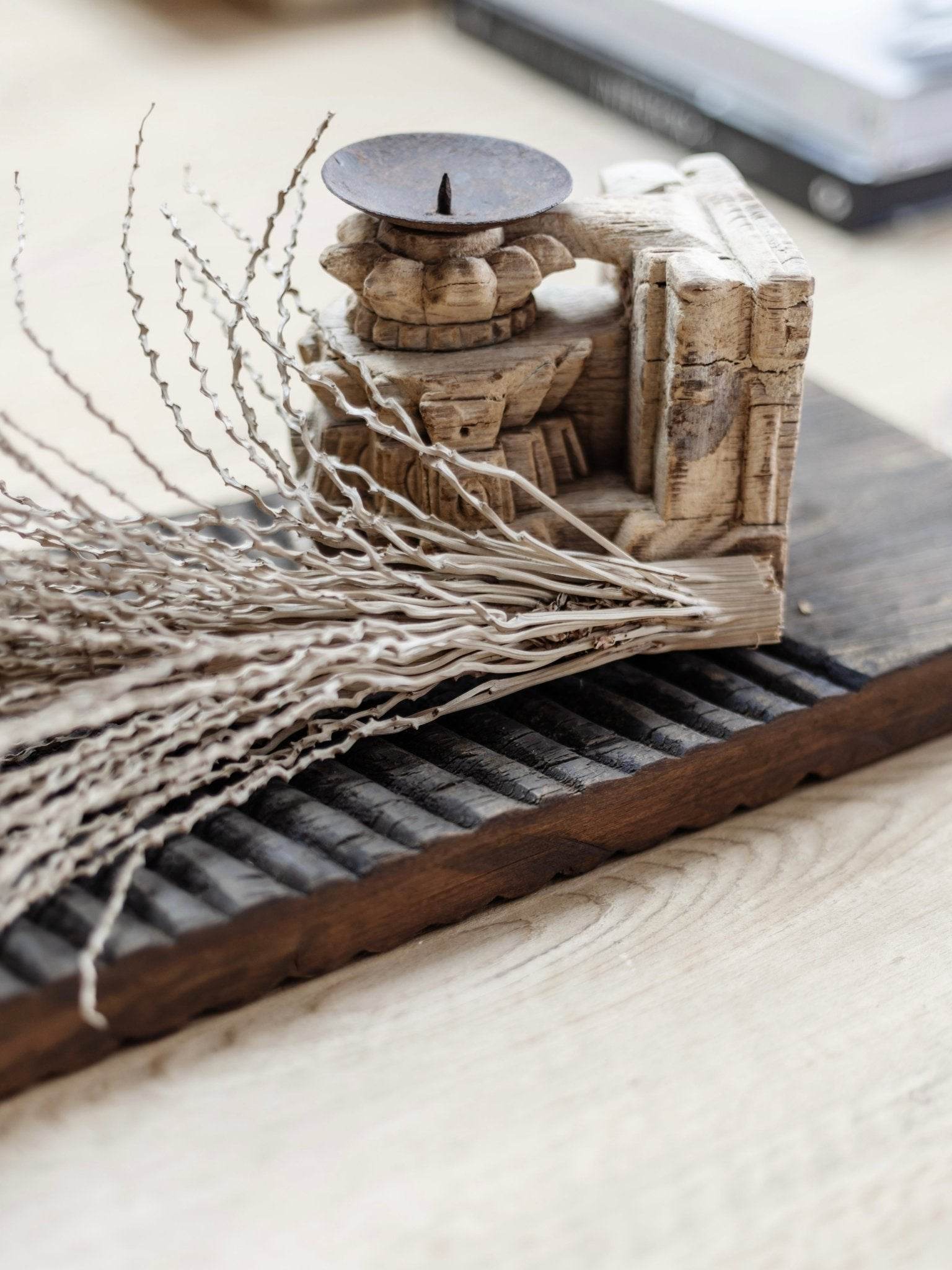 Indian Antique Carved Seeder Candle Stand -Various - Wander & Wild Home