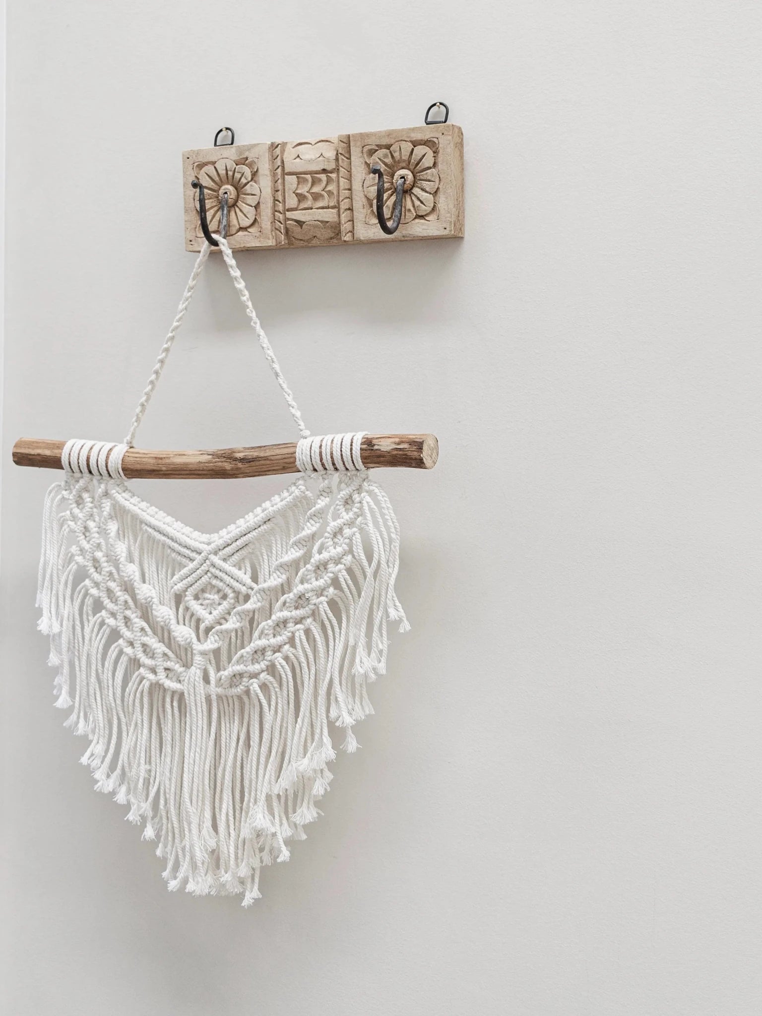 Indian Carved 2 Hook Panel - Wander & Wild Home