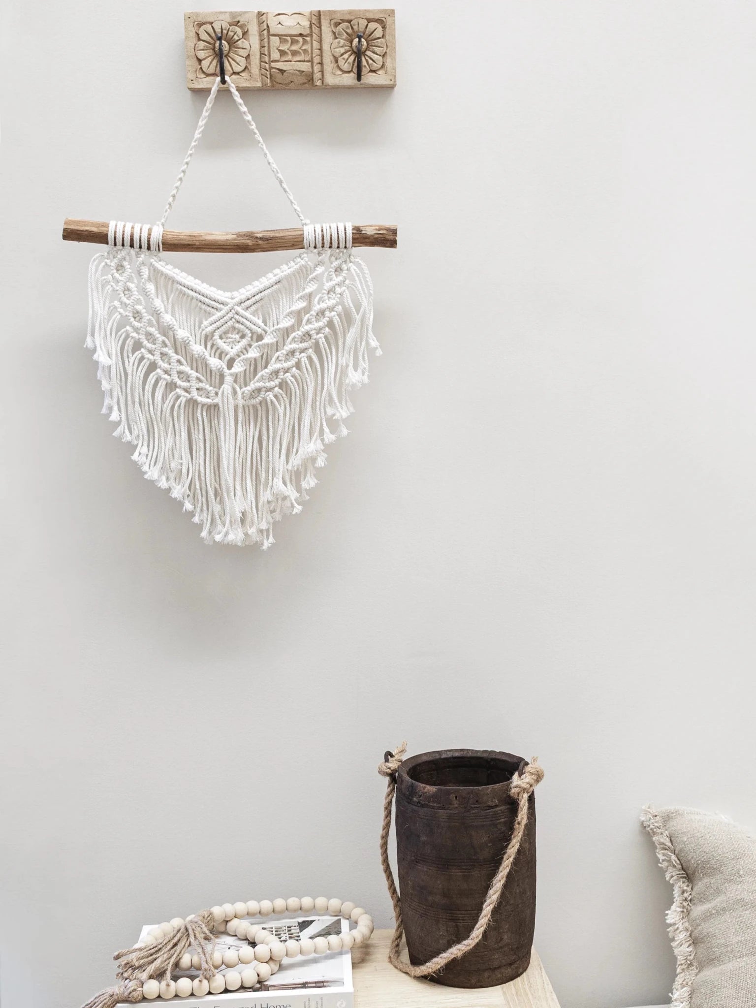 Indian Carved 2 Hook Panel - Wander & Wild Home
