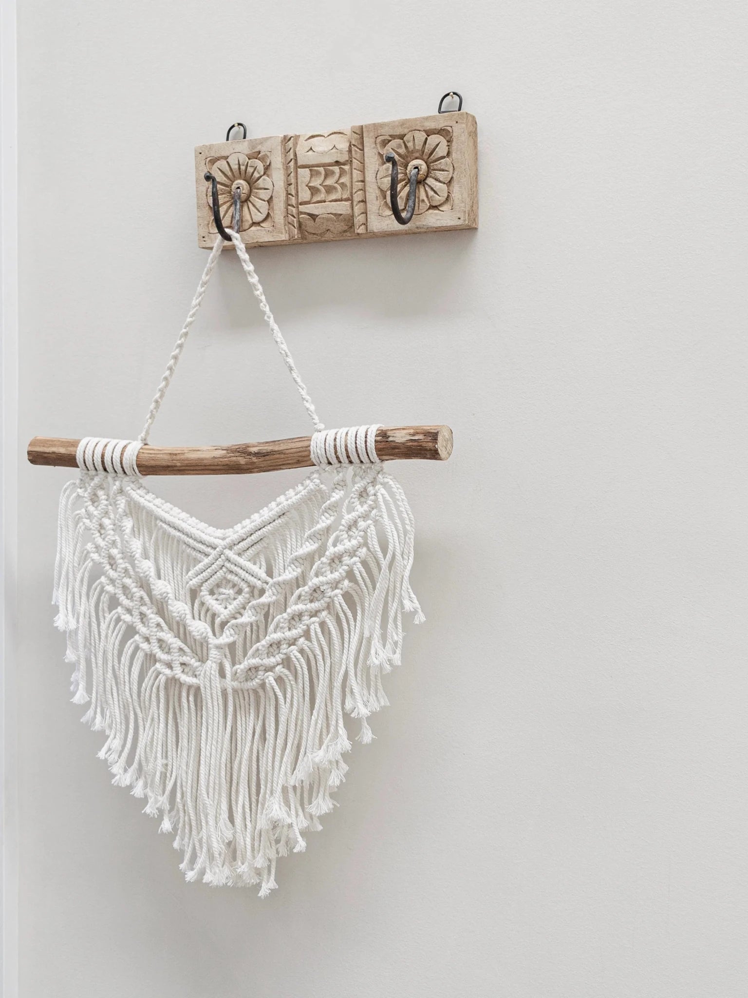 Indian Carved 2 Hook Panel - Wander & Wild Home