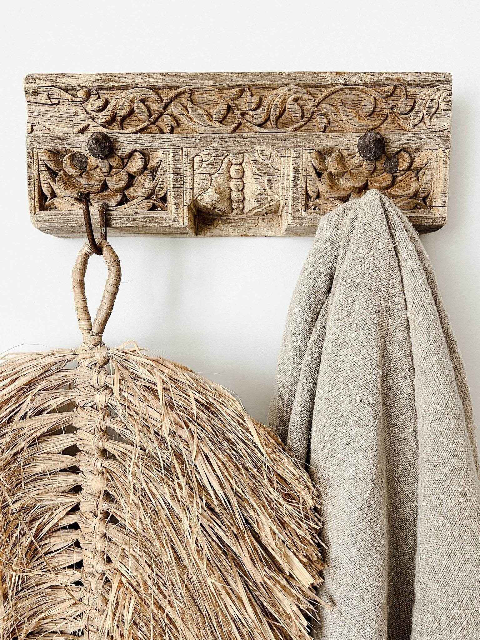 Indian Carved 2 Hook Panel