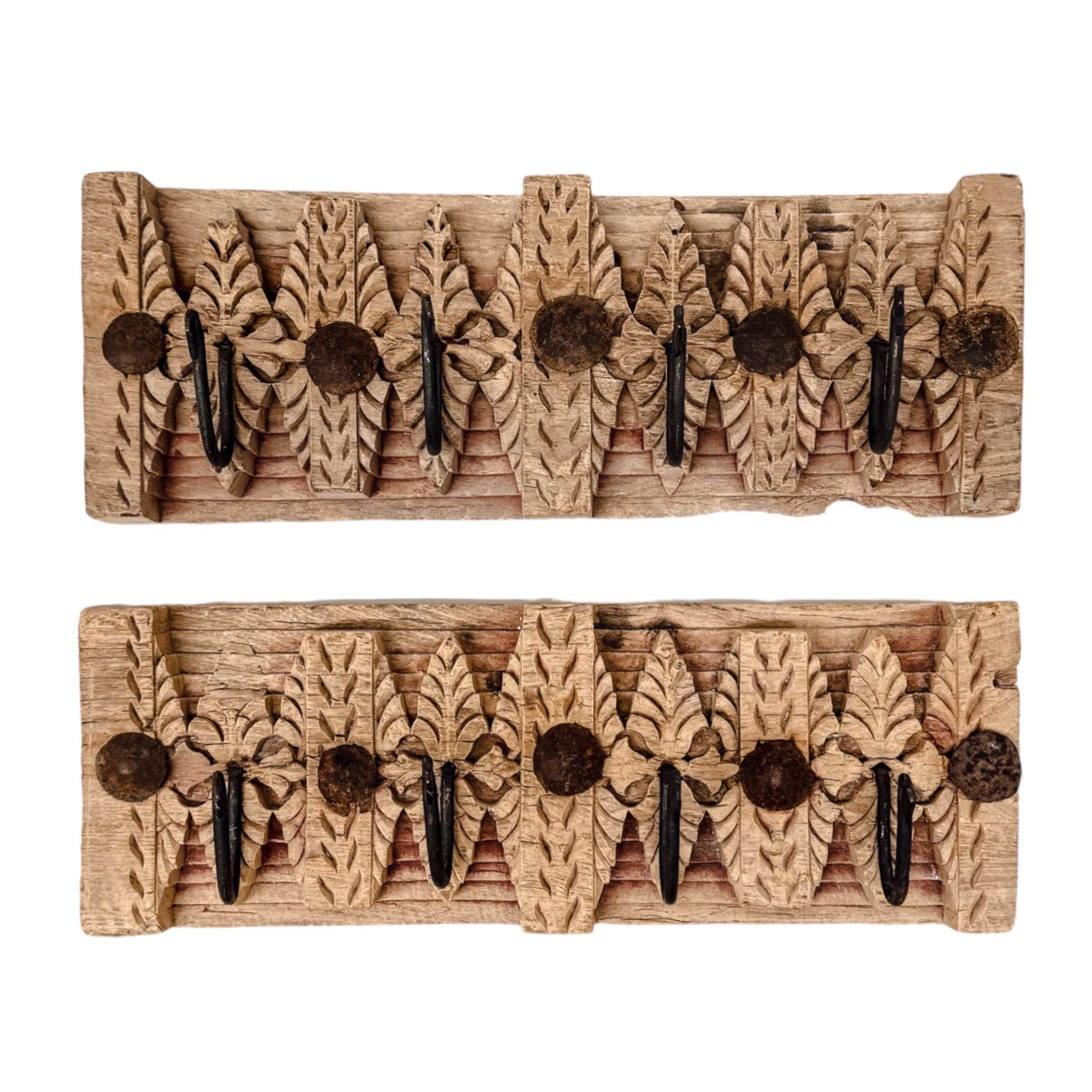 Indian Carved 4 Hook Panel -Medium - Wander & Wild Home