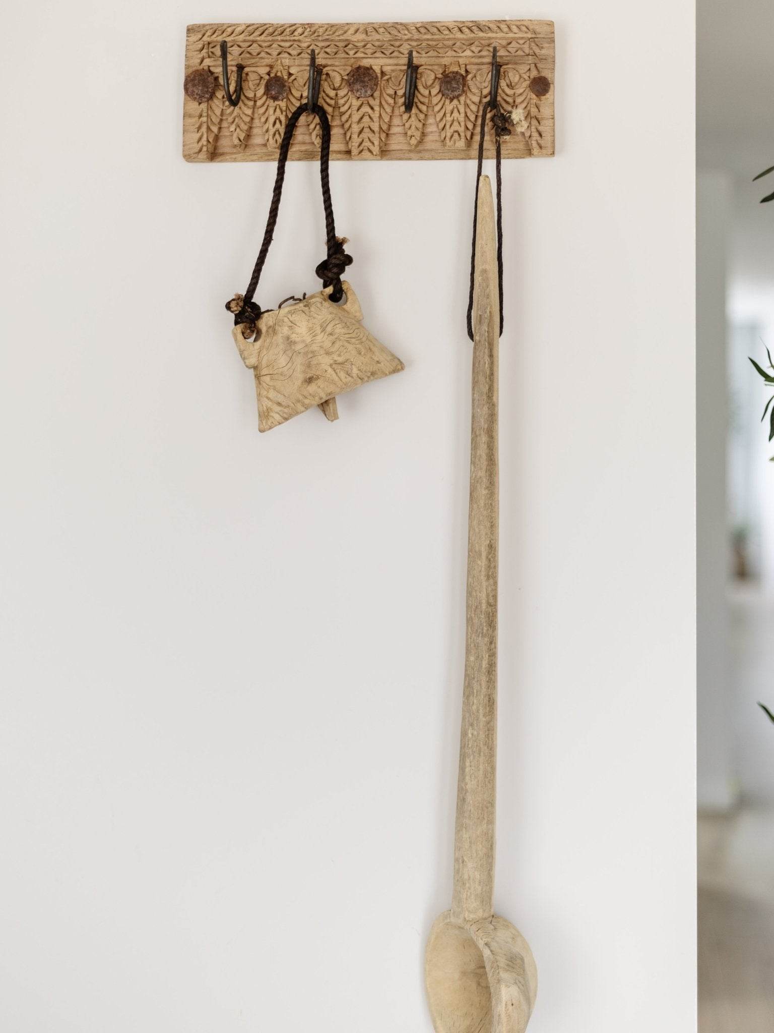 Indian Carved 4 Hook Panel -Medium - Wander & Wild Home