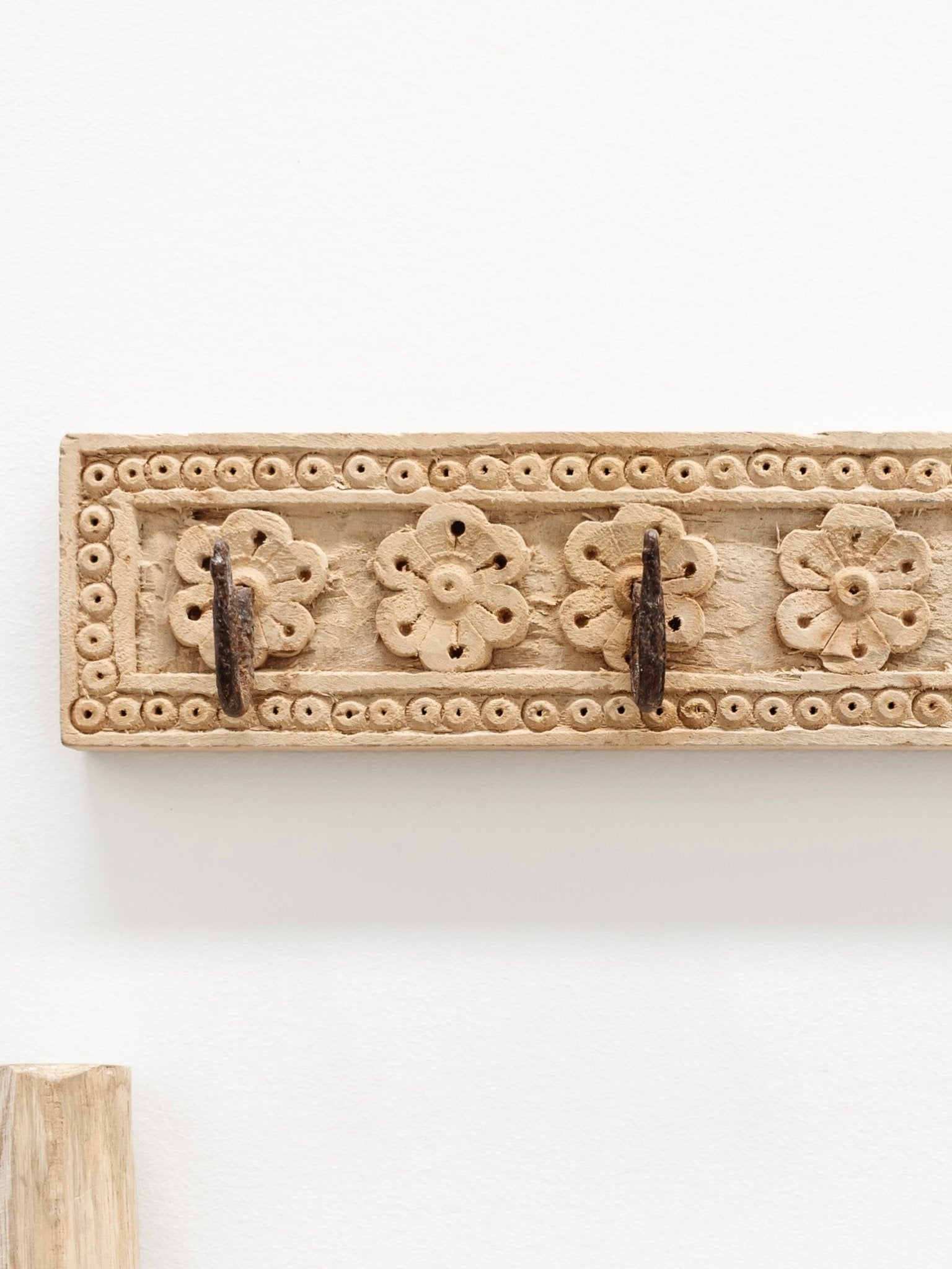 Indian Carved 5 Hook Panel - Wander & Wild Home