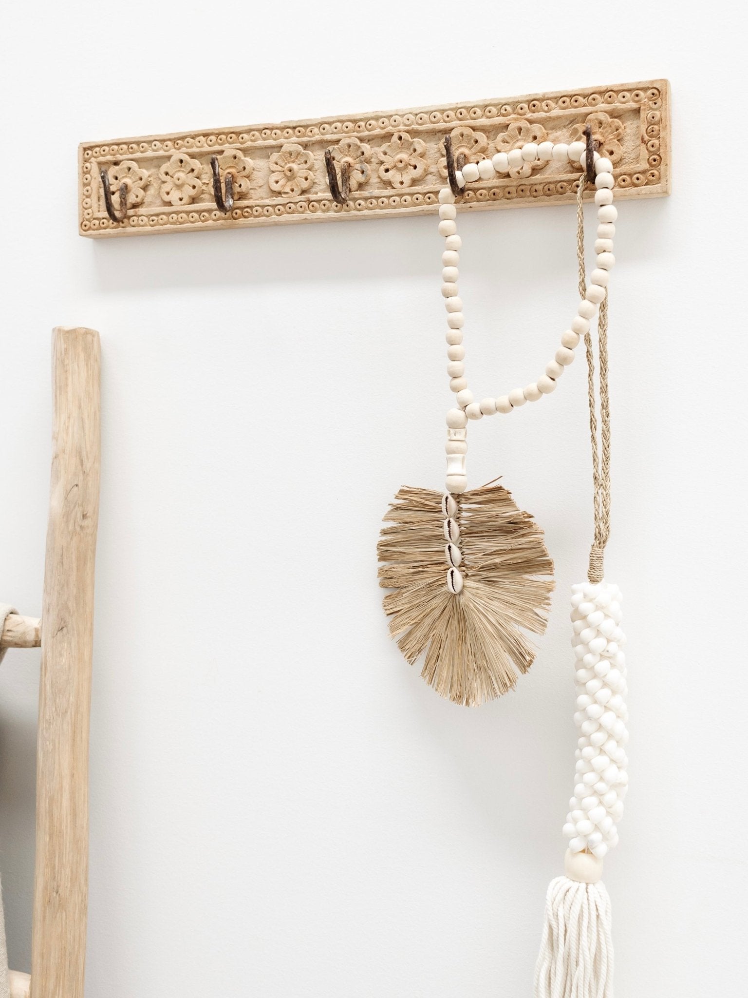 Indian Carved 5 Hook Panel - Wander & Wild Home