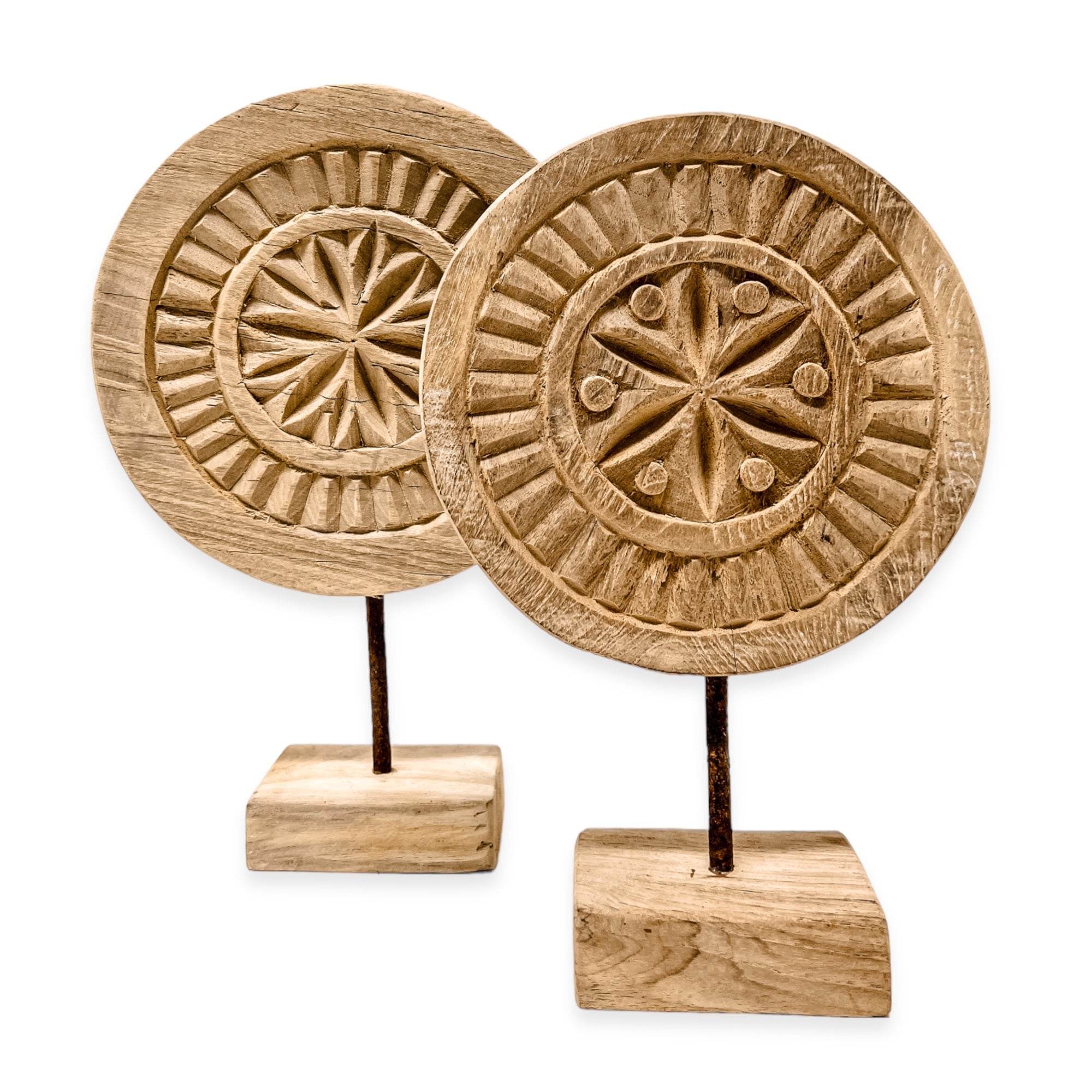 Indian Carved Chapati Plate on Stand - Wander & Wild Home