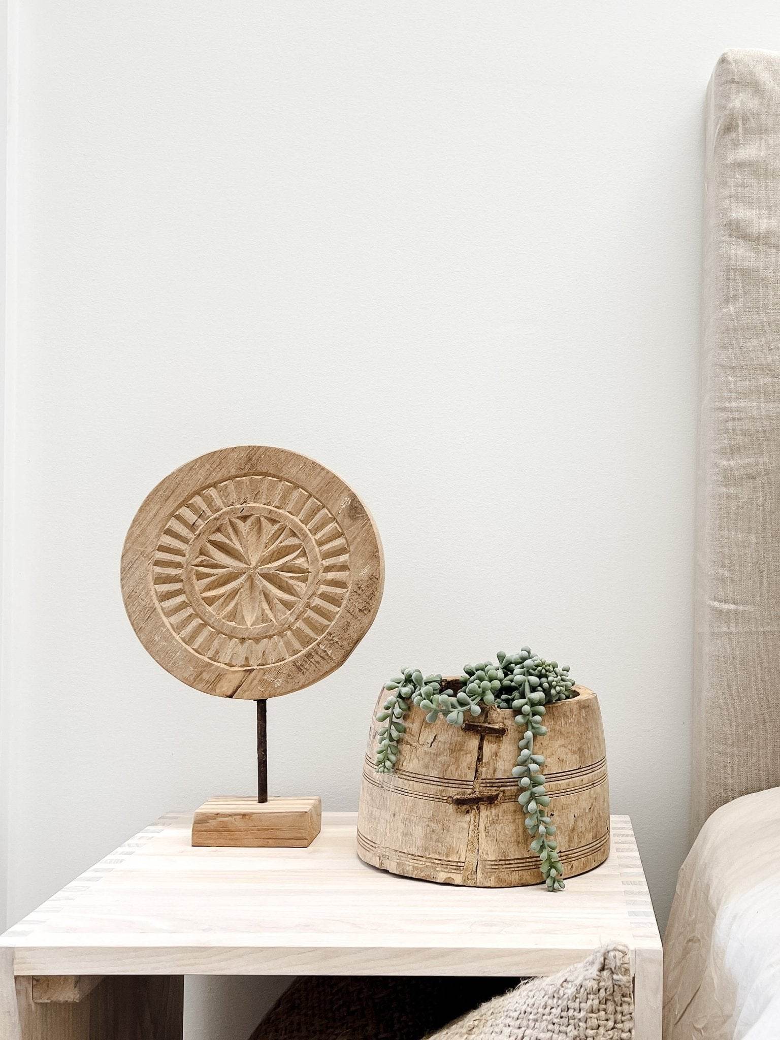 Indian Carved Chapati Plate on Stand - Wander & Wild Home