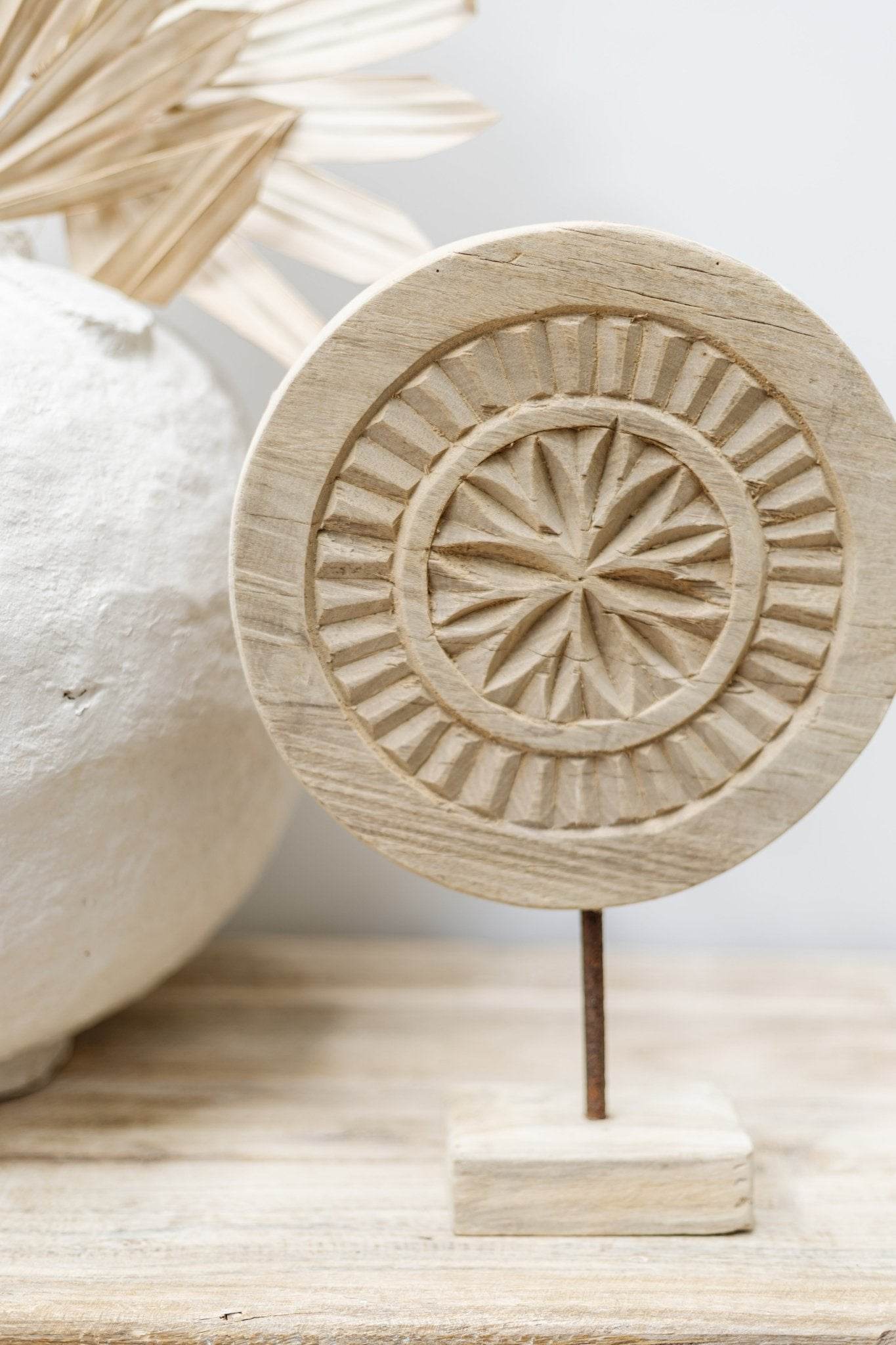 Indian Carved Chapati Plate on Stand - Wander & Wild Home