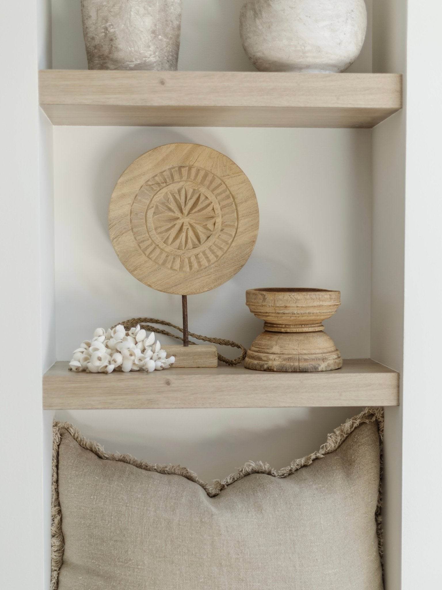 Indian Carved Chapati Plate on Stand - Wander & Wild Home