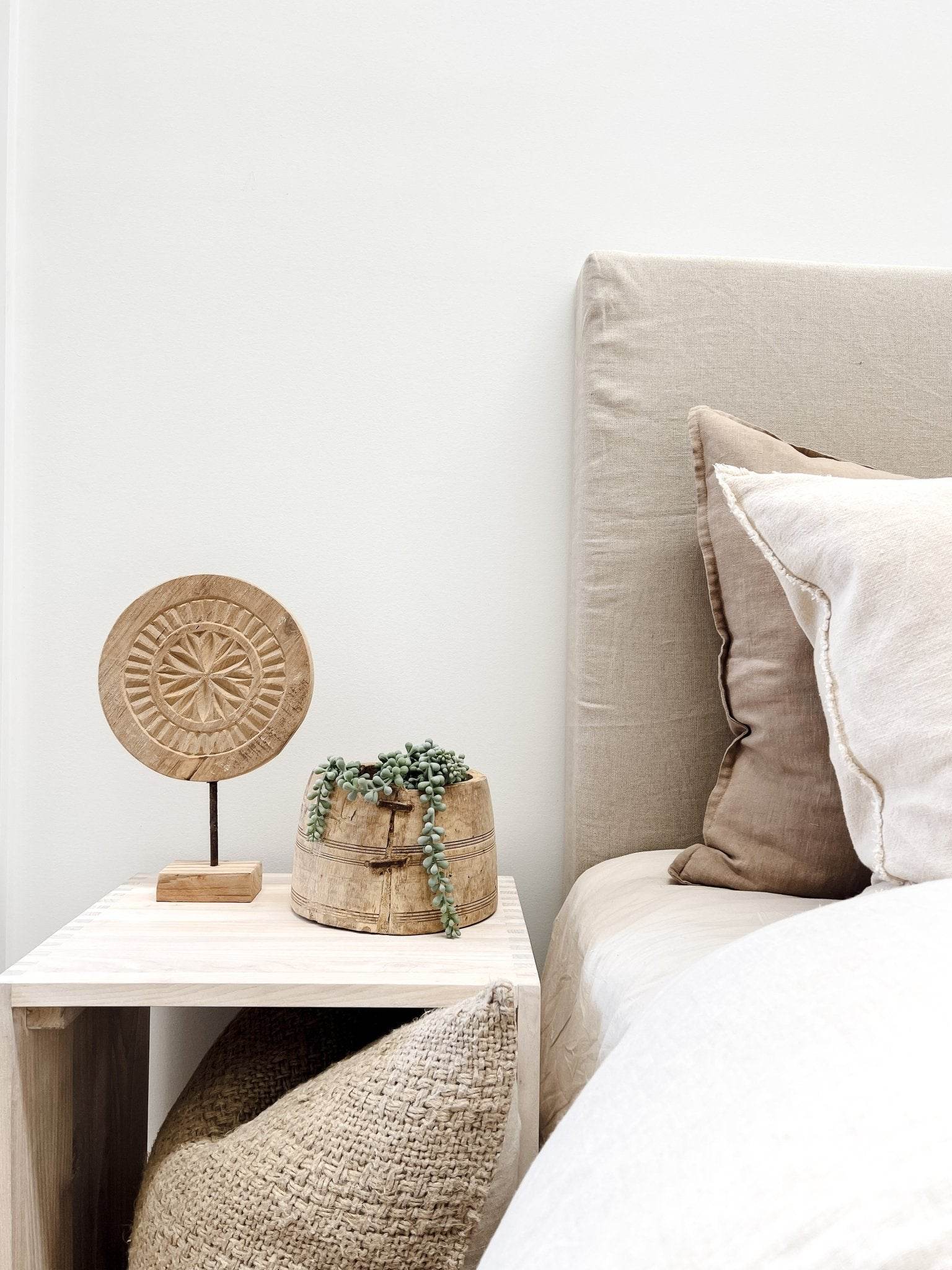 Indian Carved Chapati Plate on Stand - Wander & Wild Home