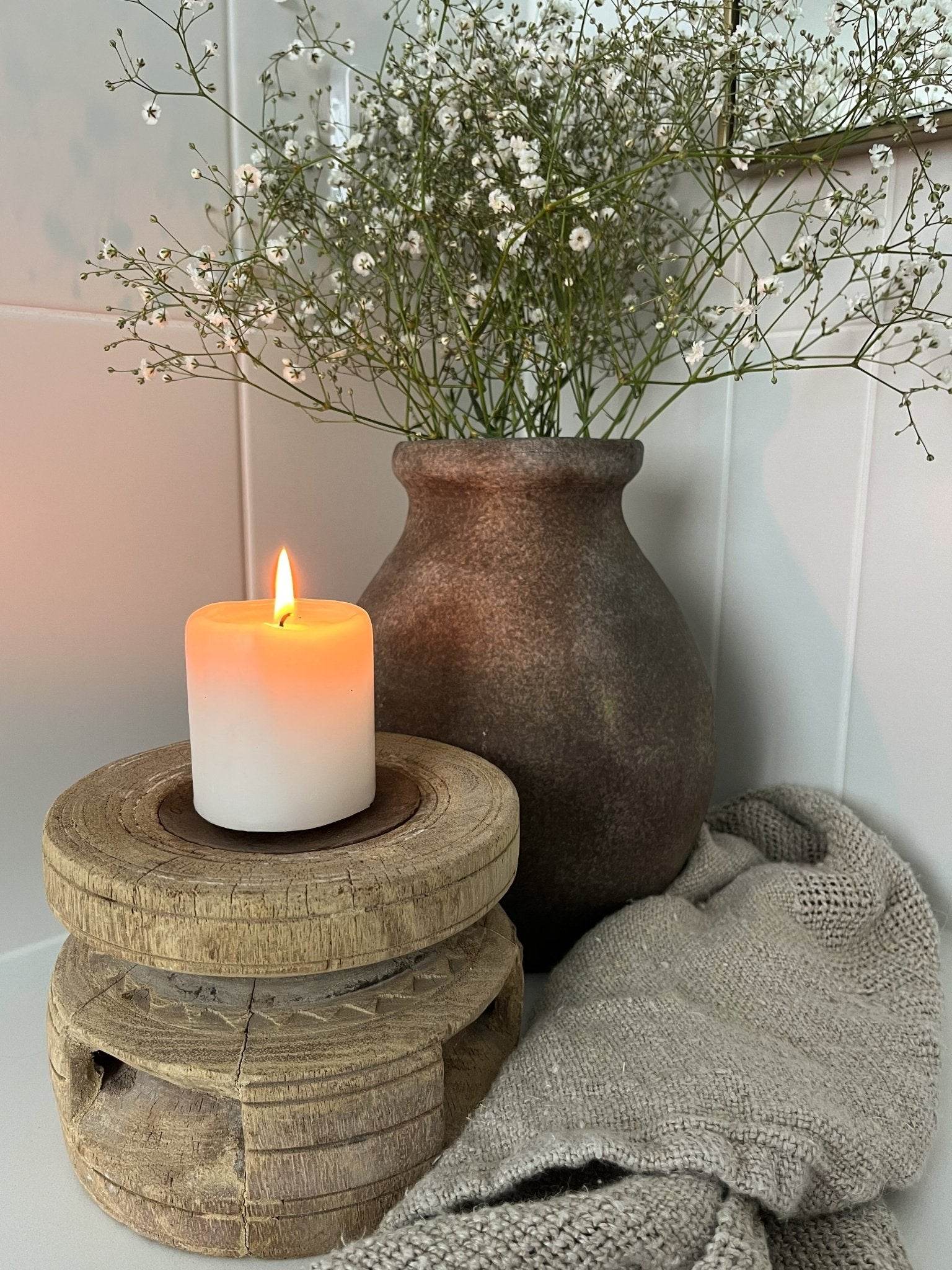 Indian Seeder Candle Stand -Round base - Wander & Wild Home