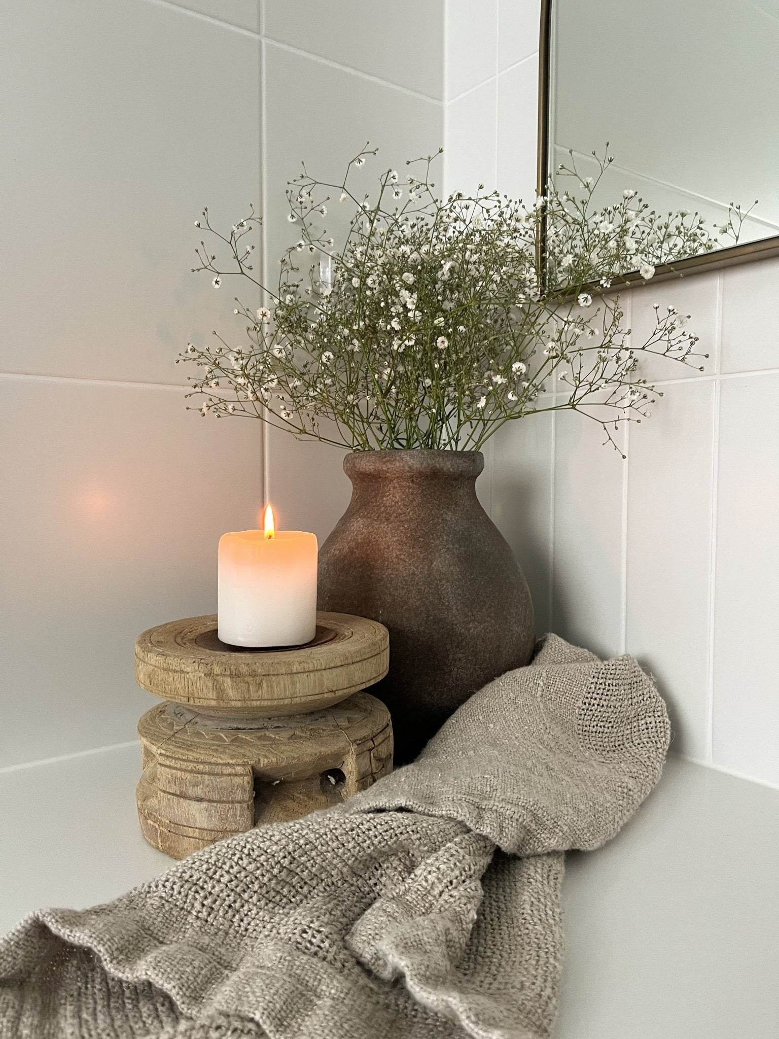 Indian Seeder Candle Stand -Round base - Wander & Wild Home