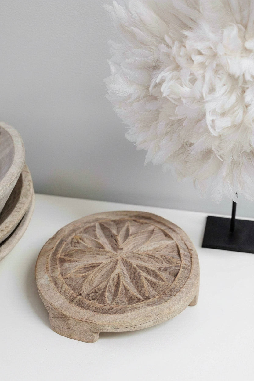 Indian Vintage Chapati Plate -Carved