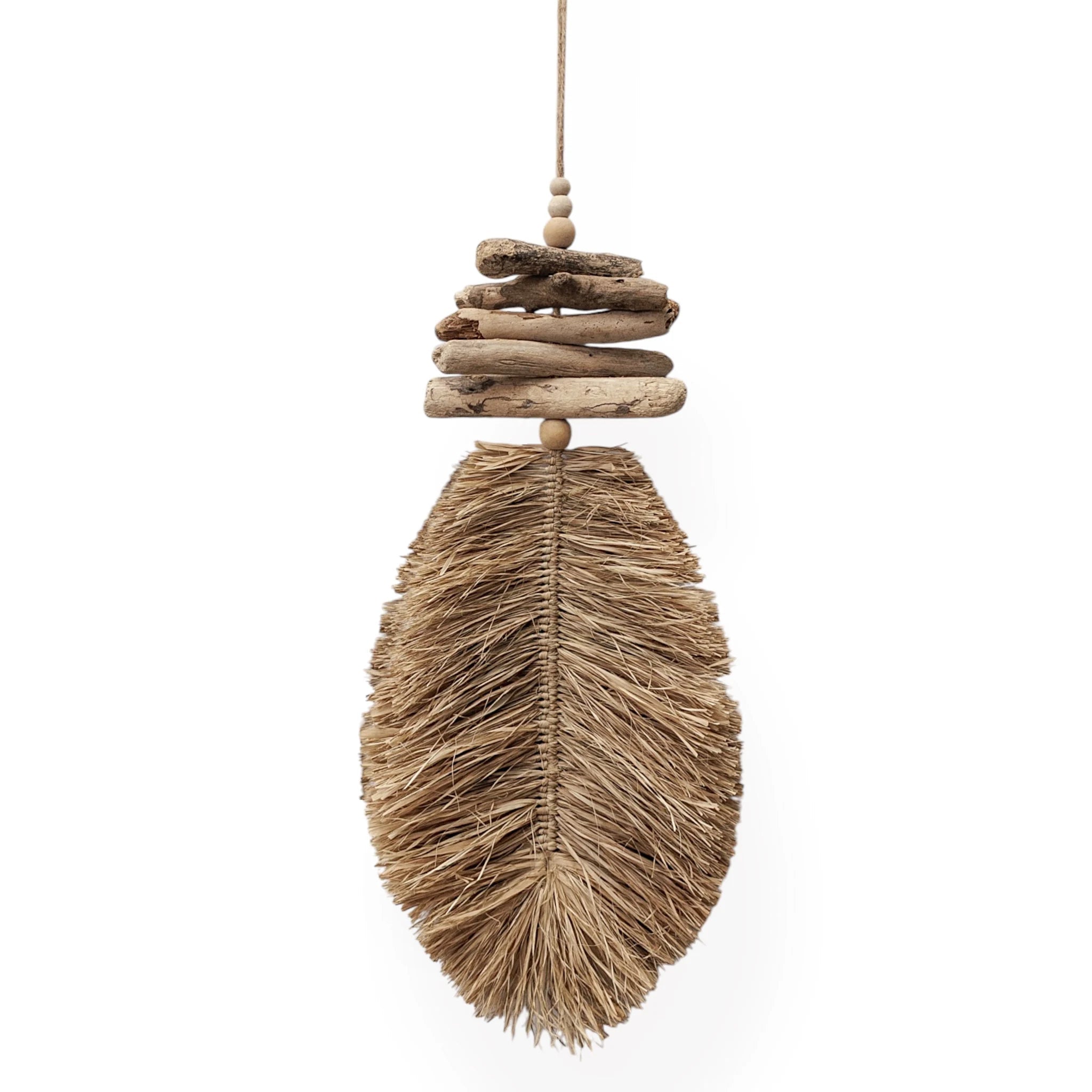 Kora | Driftwood Raffia Leaf Hanging - Wander & Wild Home