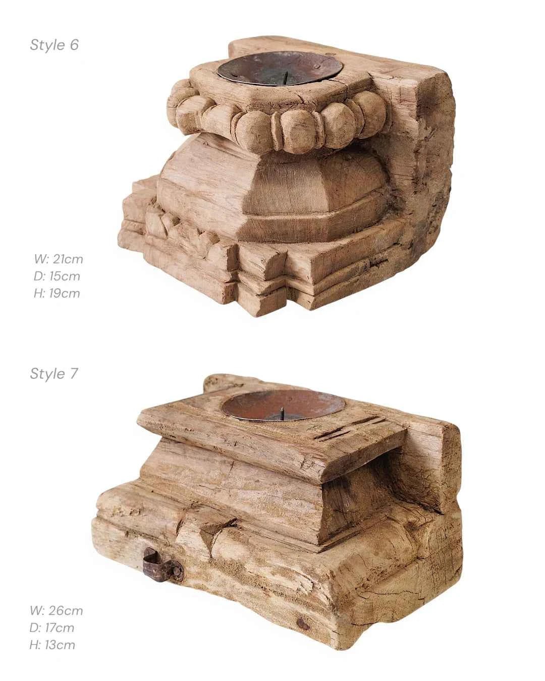 Large Vintage Indian Pillar Base Candle Stand | Flat Profile - Wander & Wild Home