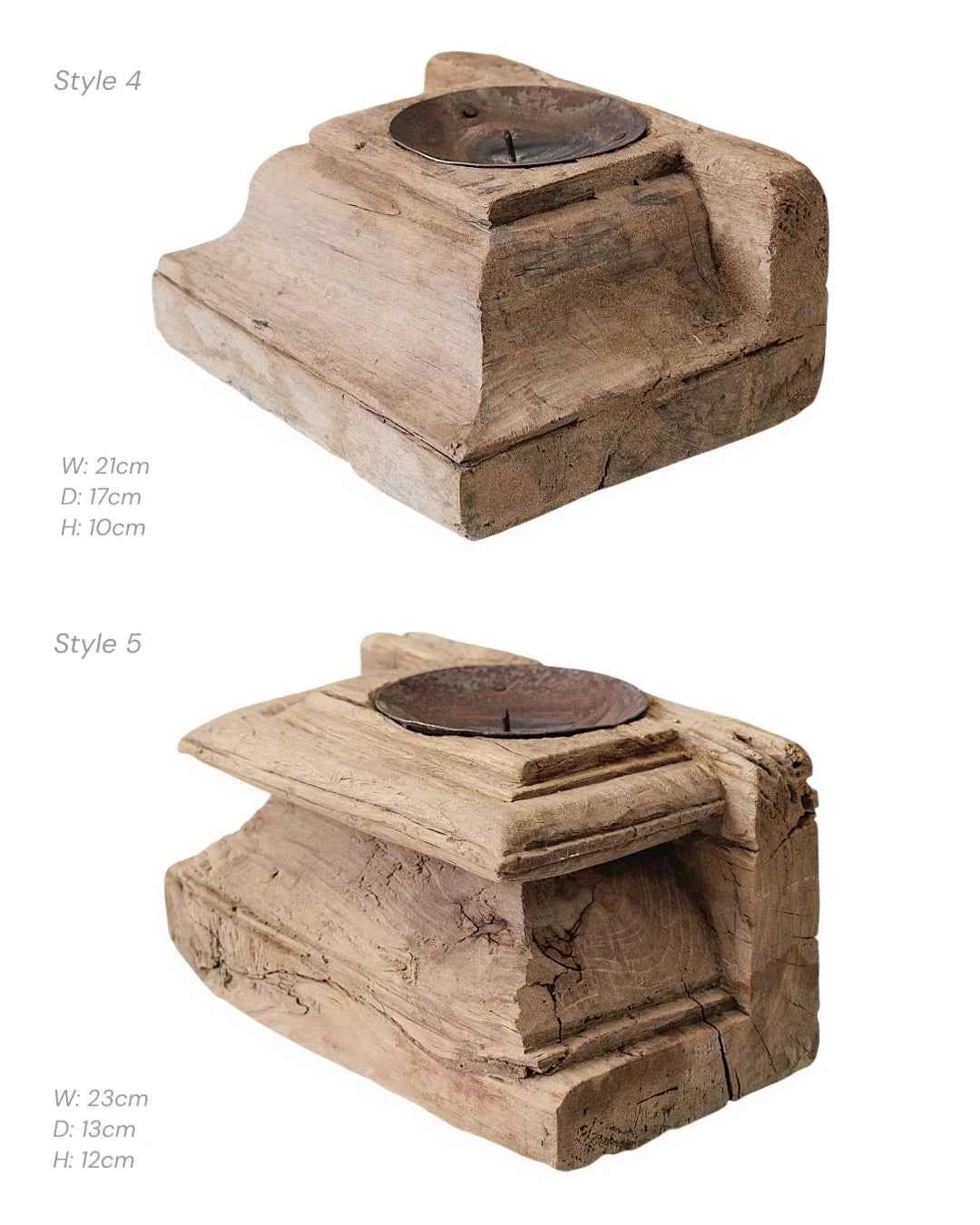 Large Vintage Indian Pillar Base Candle Stand | Flat Profile - Wander & Wild Home