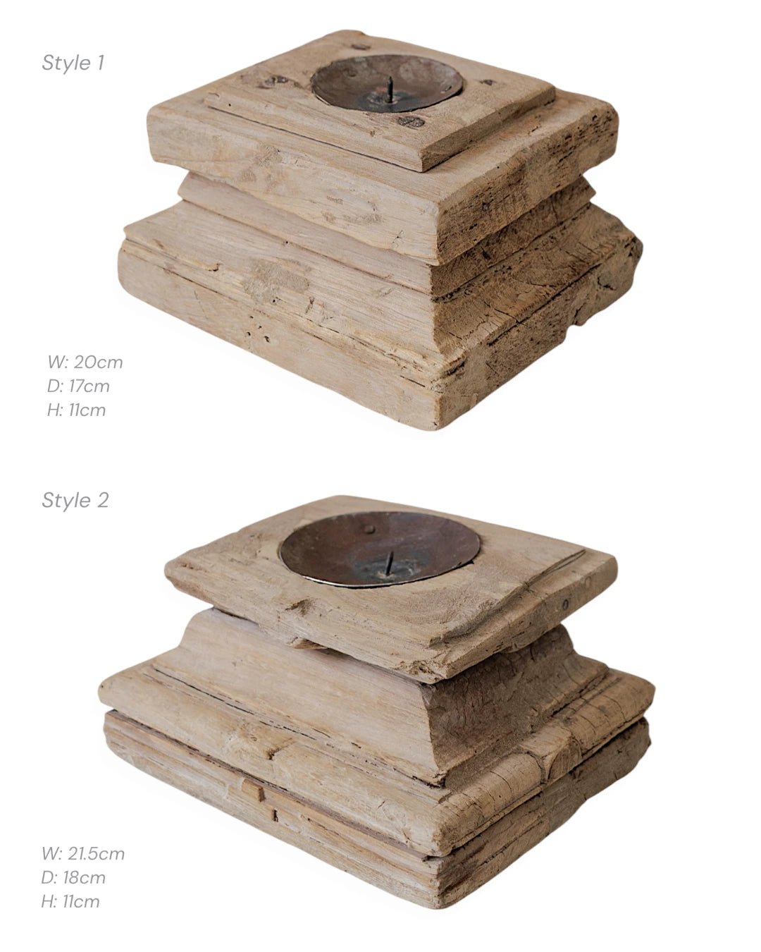 Large Vintage Indian Pillar Base Candle Stand | Full Profile - Wander & Wild Home