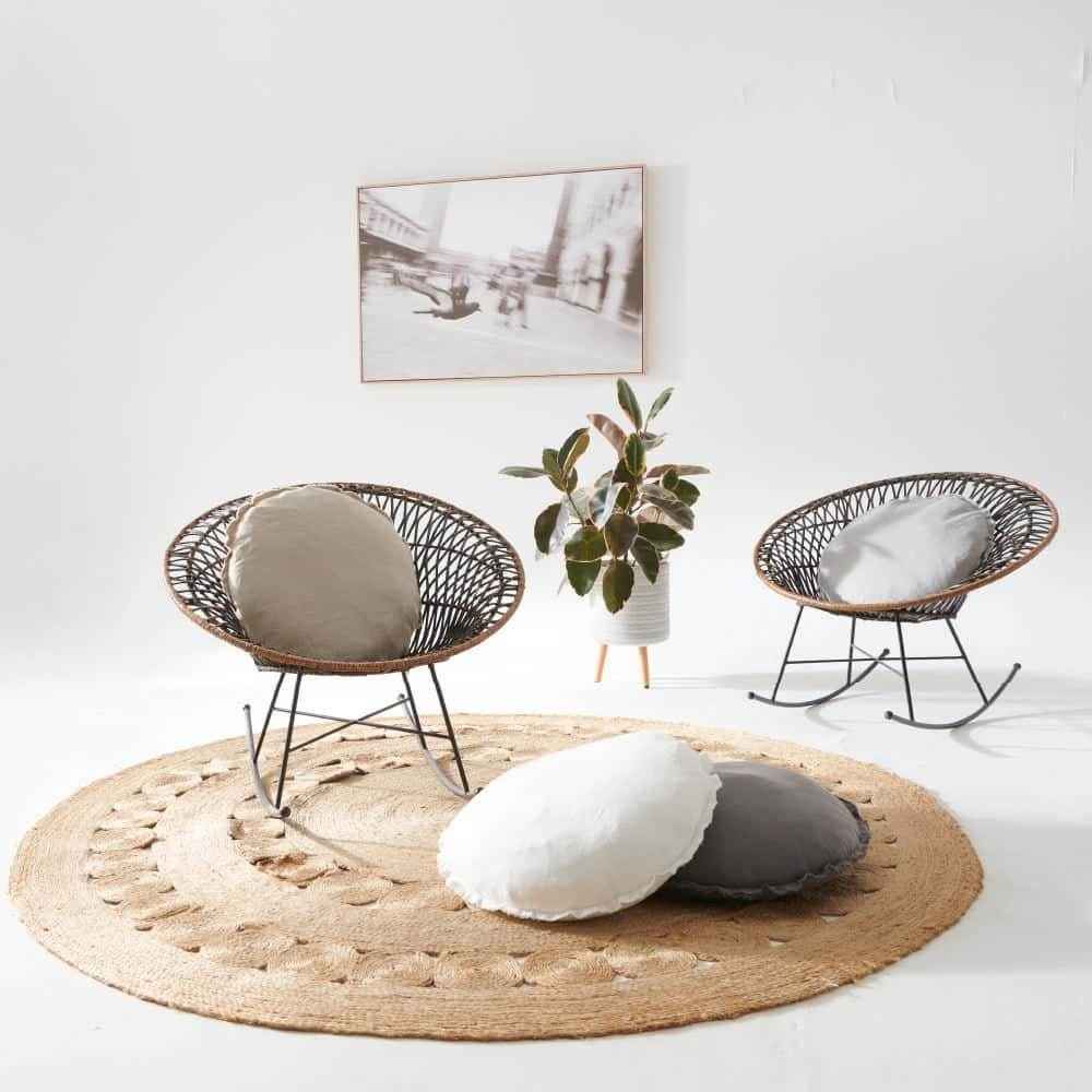 Lulu Linen Round Cushion - Natural