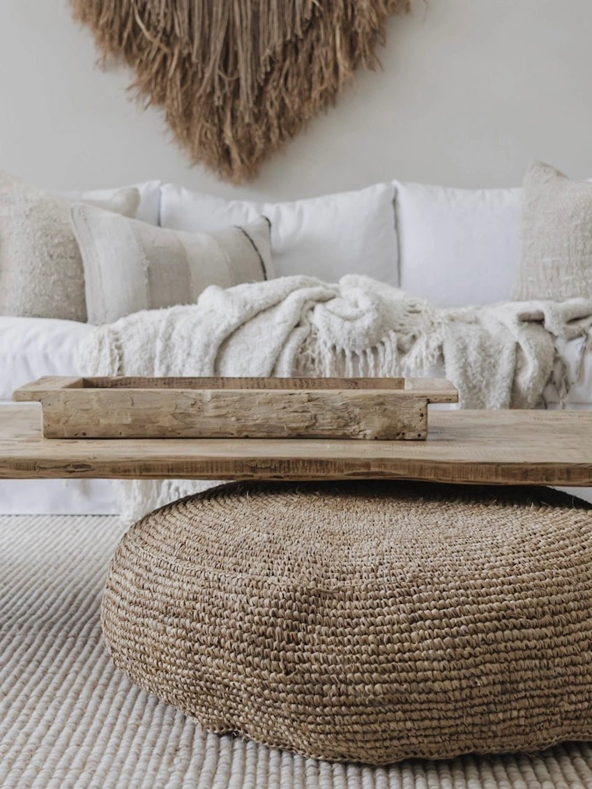 Ohana Raffia Pouffe/Floor Cushion Cover - Round - Wander & Wild Home
