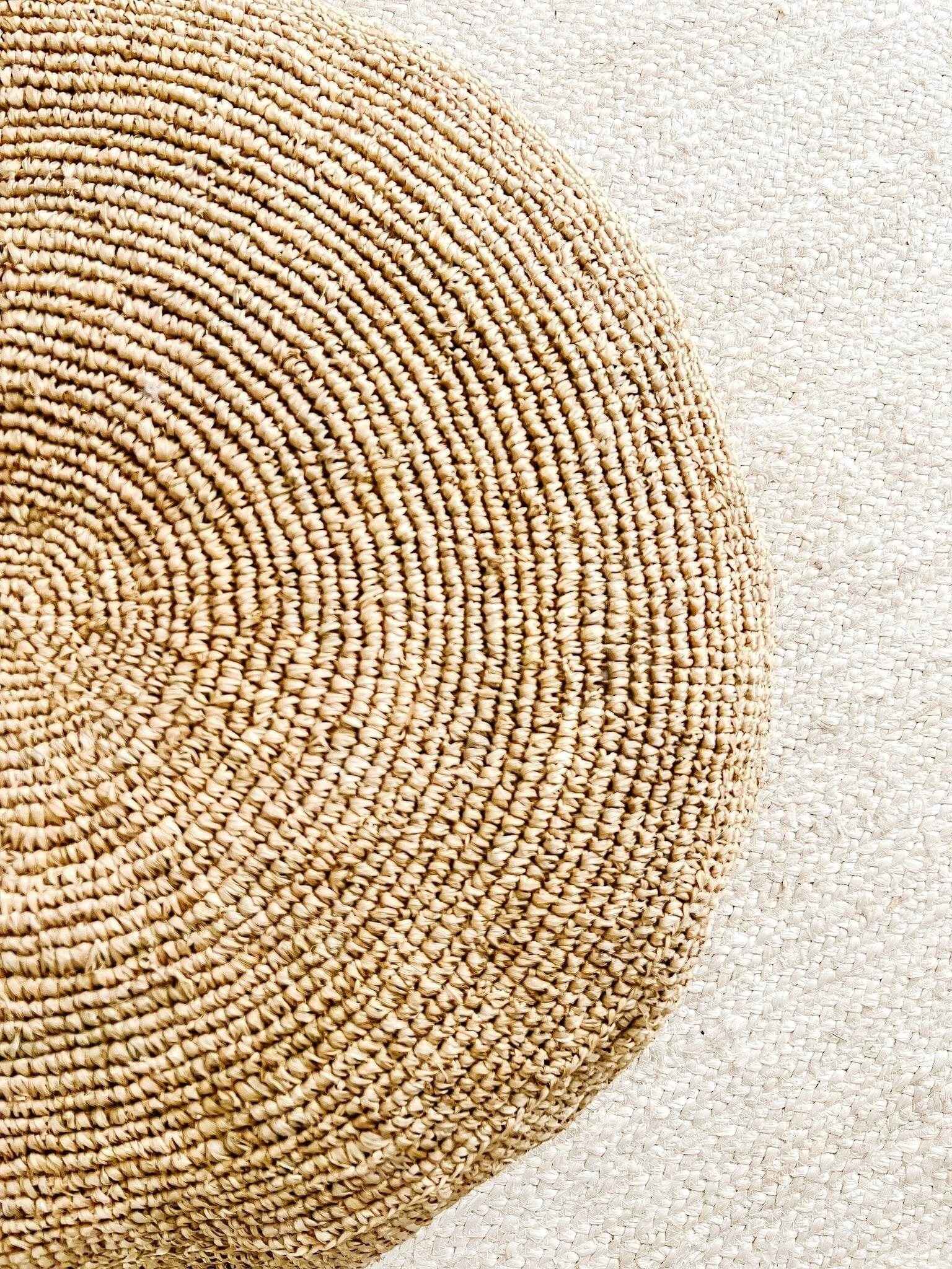 Ohana Raffia Pouffe/Floor Cushion Cover - Round