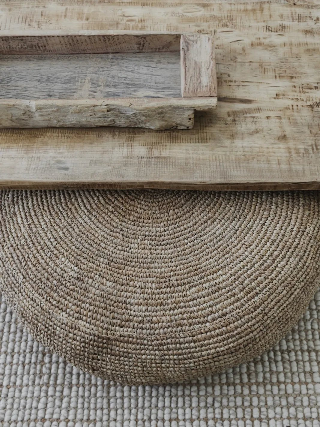 Ohana Raffia Pouffe/Floor Cushion Cover - Round - Wander & Wild Home