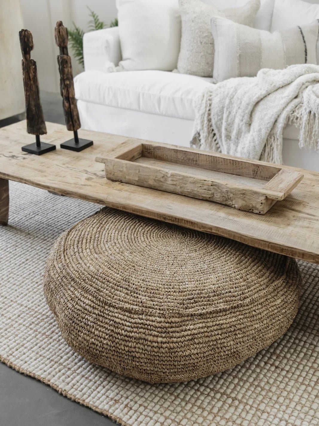 Ohana Raffia Pouffe/Floor Cushion Cover - Round - Wander & Wild Home