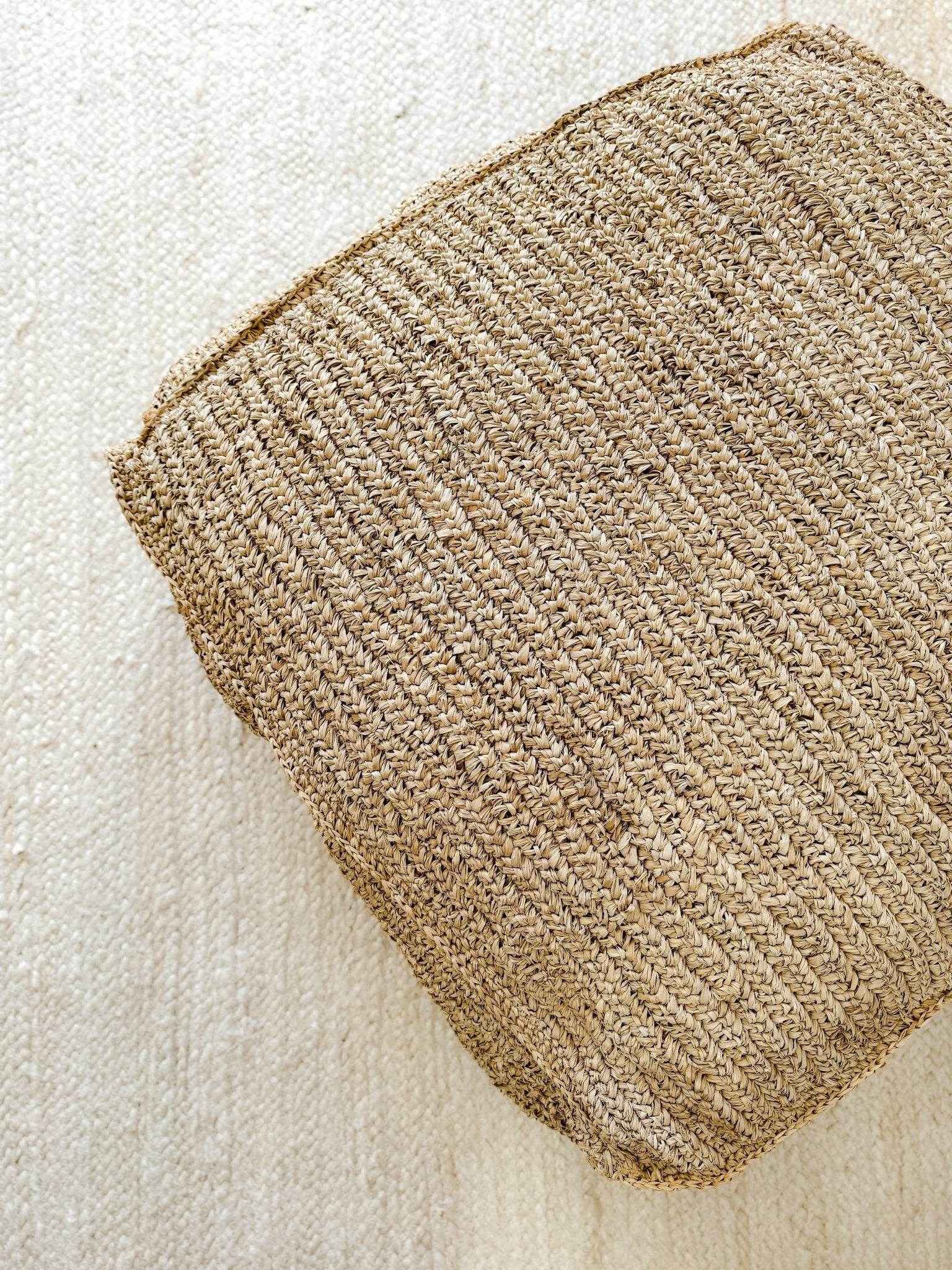 Ohana Raffia Pouffe/Floor Cushion Cover- Square