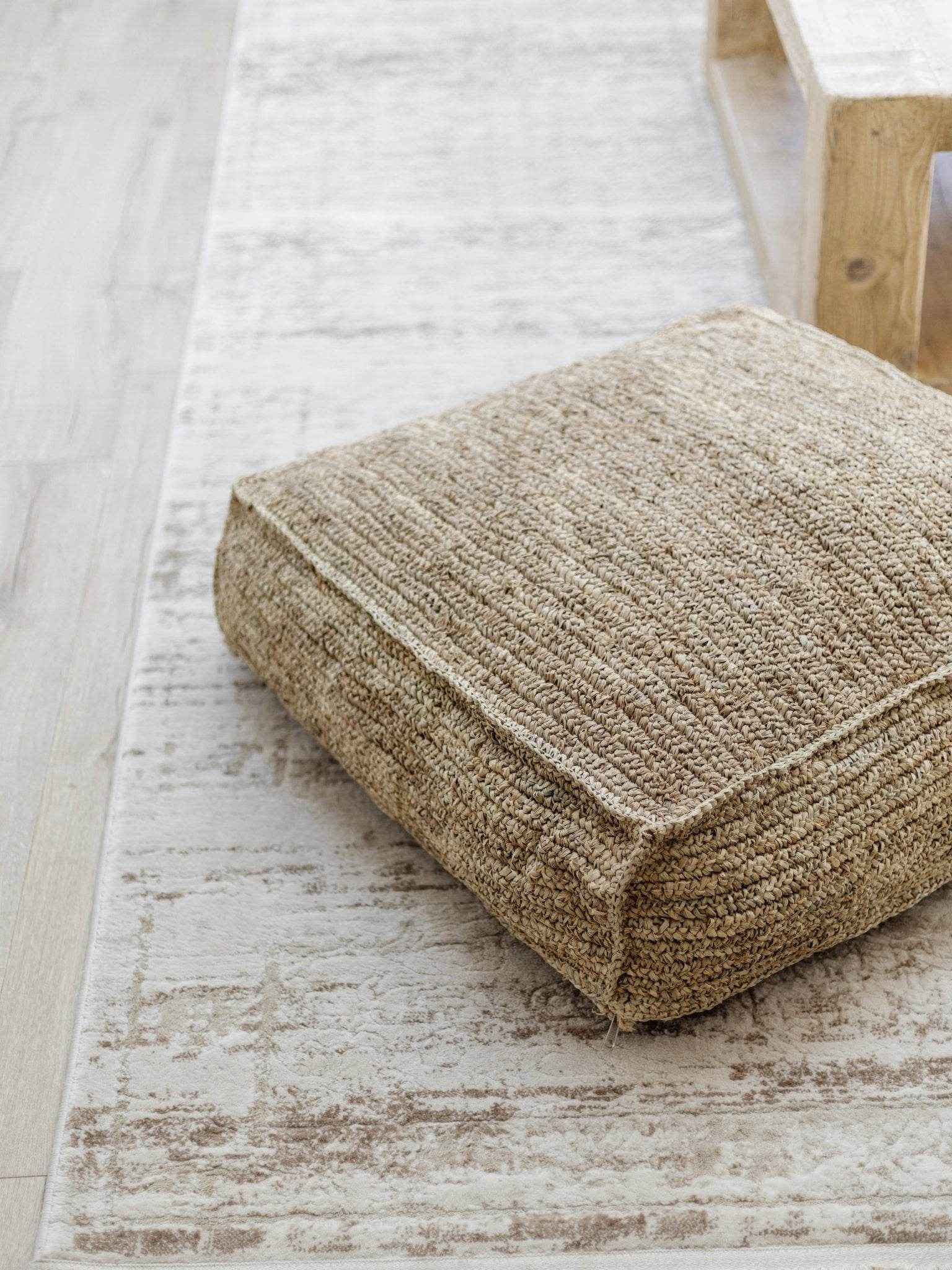 Ohana Raffia Pouffe/Floor Cushion Cover- Square