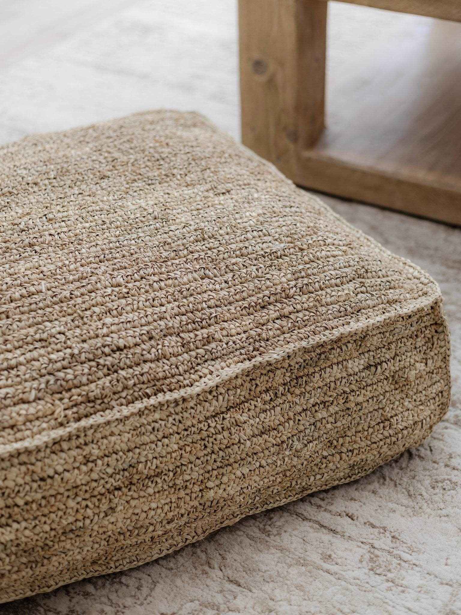 Ohana Raffia Pouffe/Floor Cushion Cover- Square