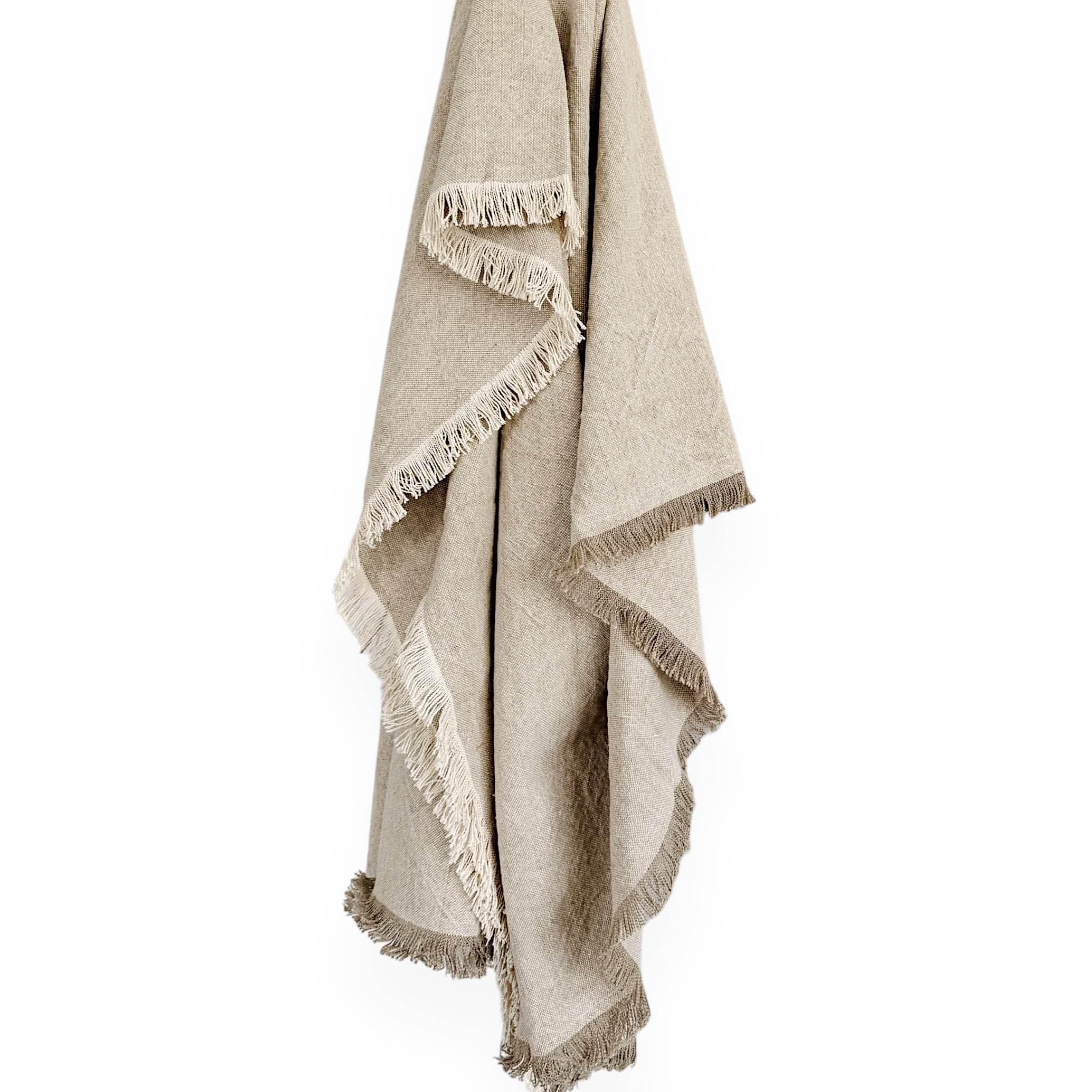 Riva French Linen Throw- Oatmeal/Natural - Wander & Wild Home