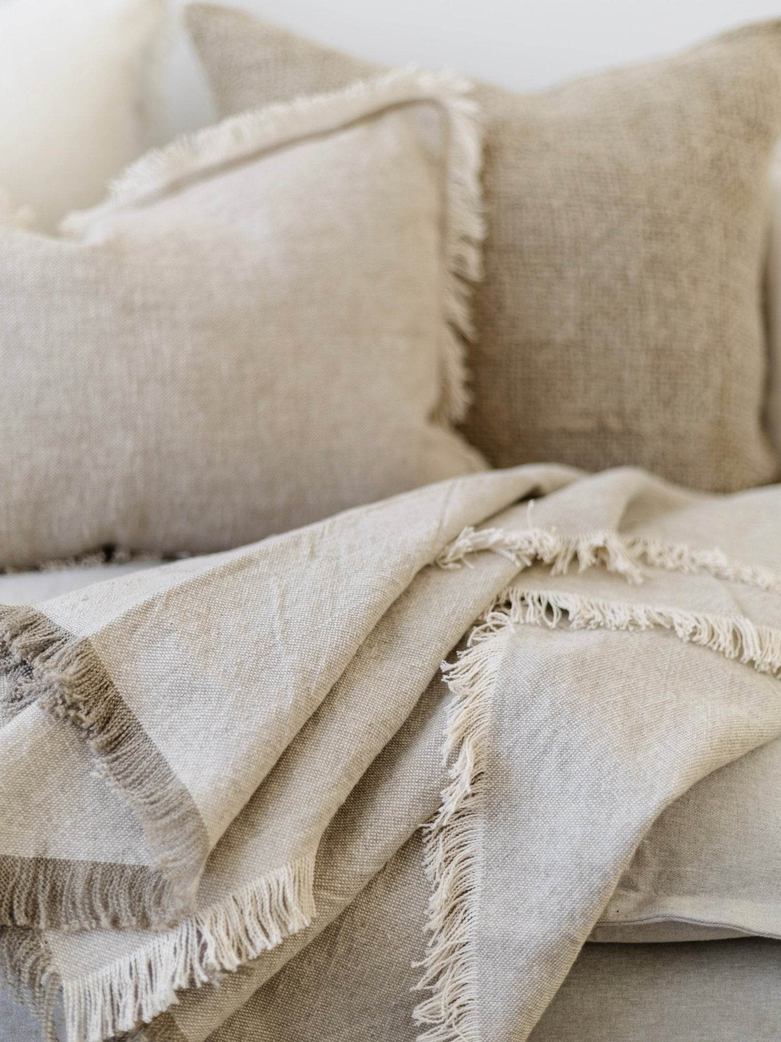 Riva French Linen Throw- Oatmeal/Natural - Wander & Wild Home