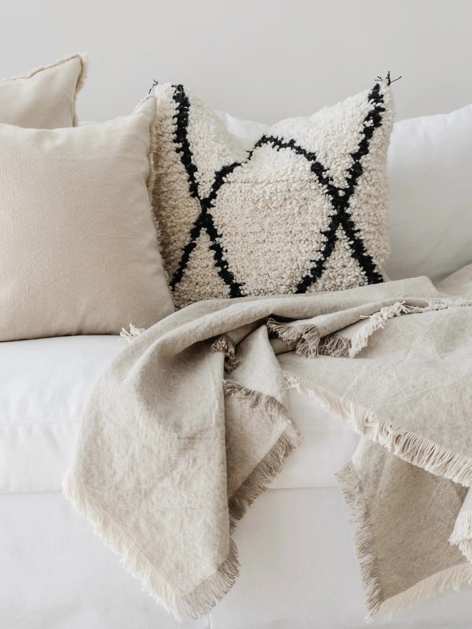 Riva French Linen Throw - Oatmeal/Natural - Wander & Wild Home