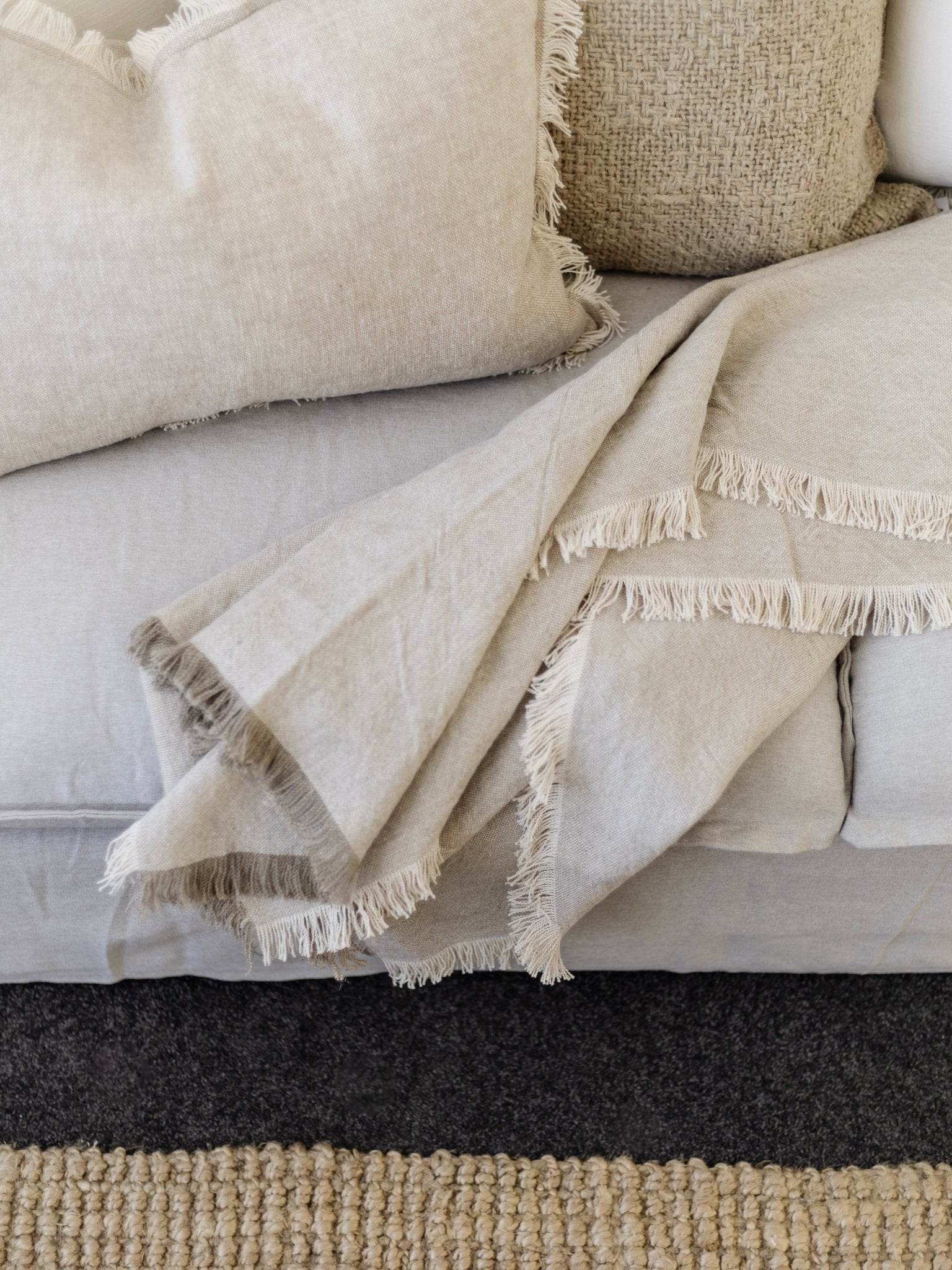 Riva French Linen Throw- Oatmeal/Natural - Wander & Wild Home