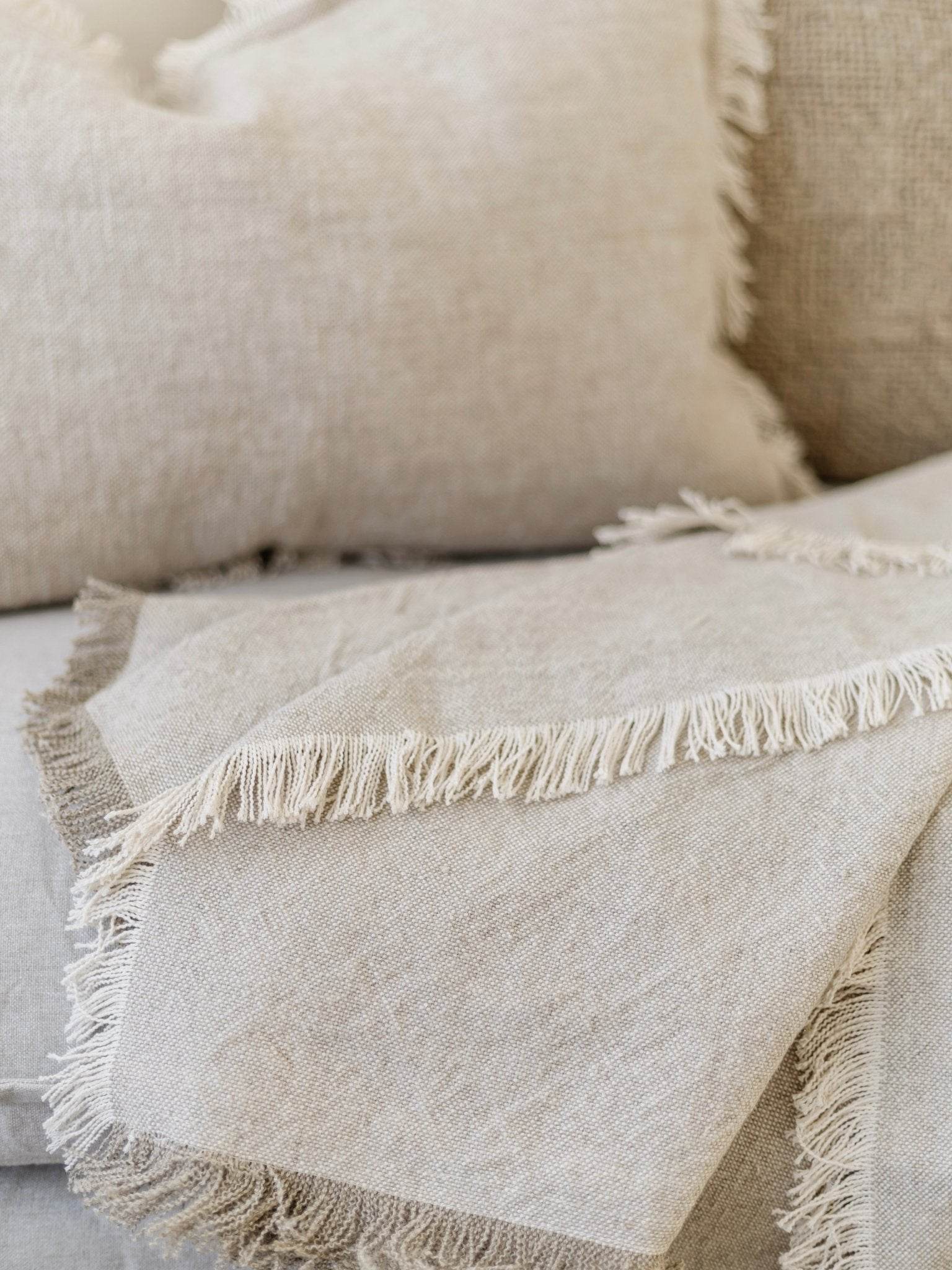 Riva French Linen Throw- Oatmeal/Natural - Wander & Wild Home