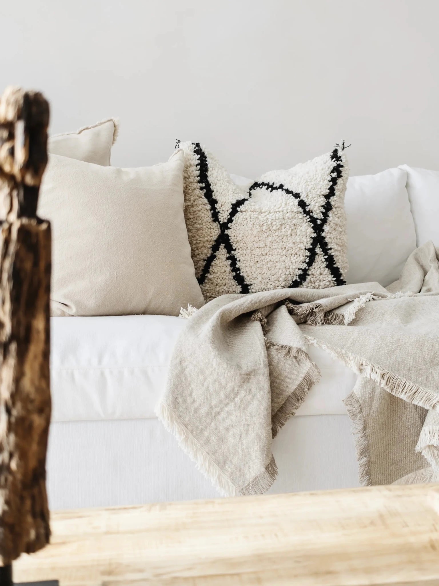 Riva French Linen Throw - Oatmeal/Natural - Wander & Wild Home