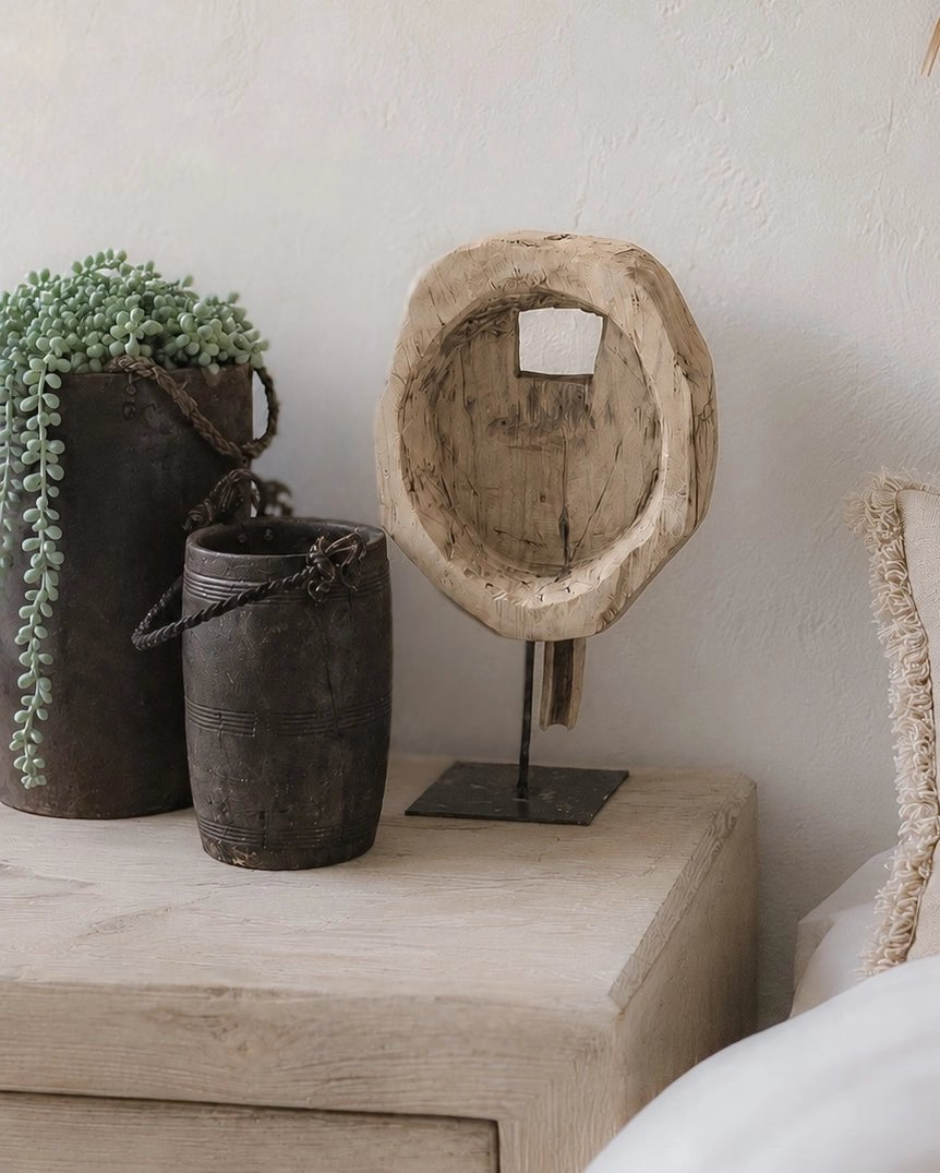 Vintage Indian Bowl on Stand - Wander & Wild Home