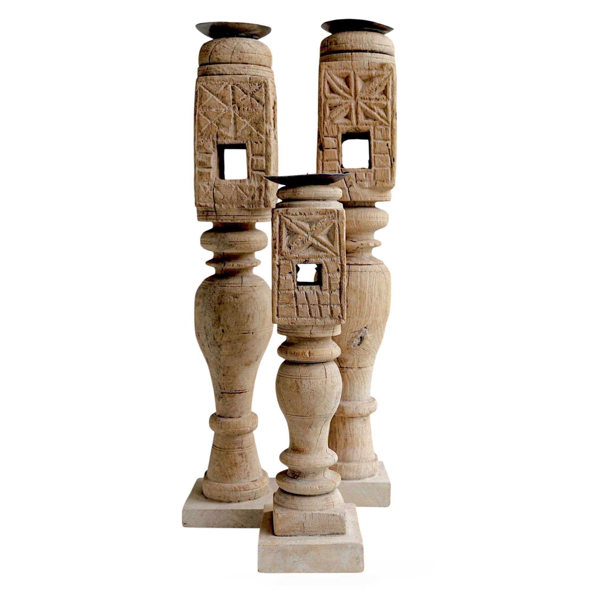 Vintage Indian Carved Candle Stand Pillar - Various - Wander & Wild Home