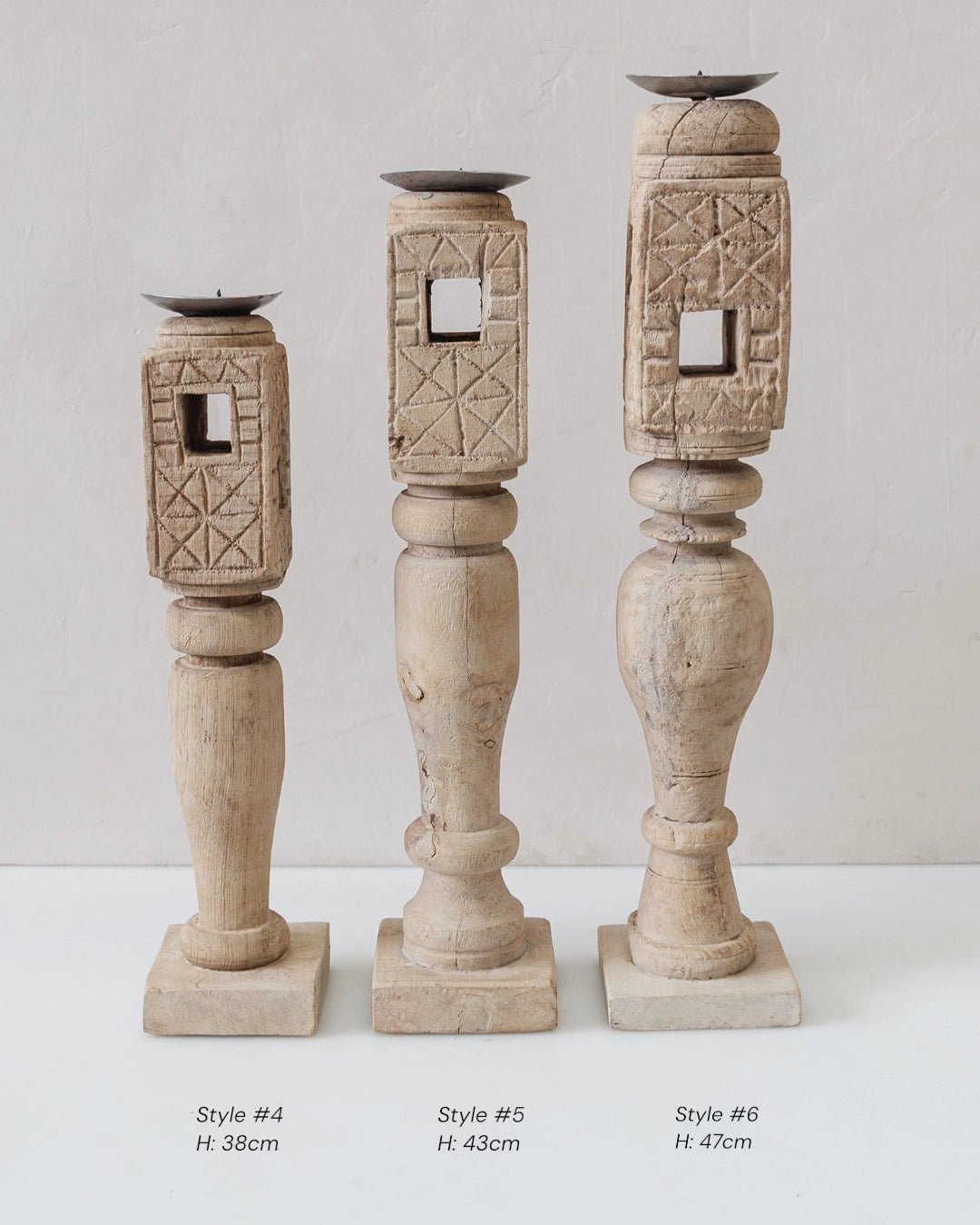 Vintage Indian Carved Candle Stand Pillar - Various - Wander & Wild Home