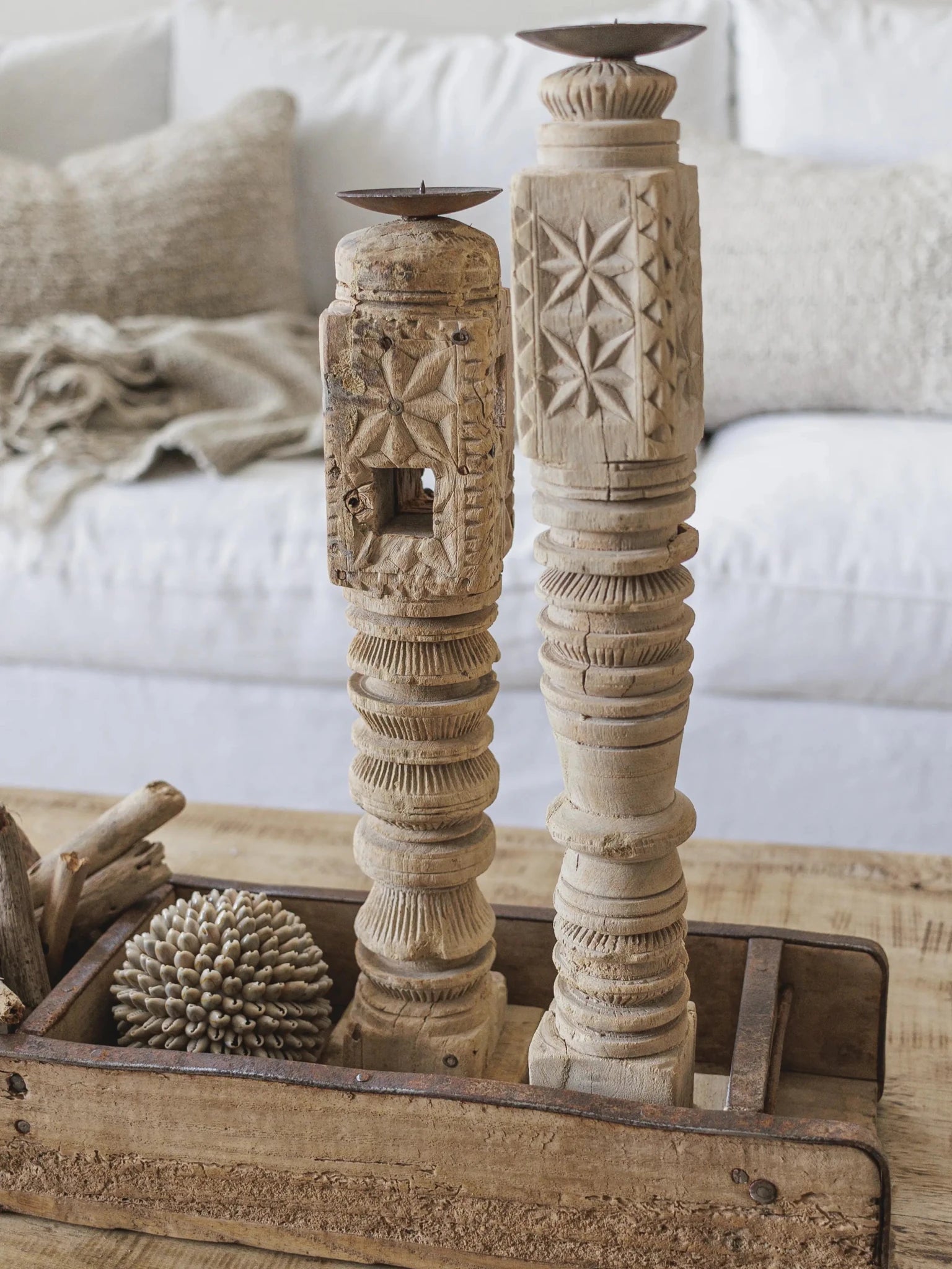 Vintage Indian Carved Candle Stand Pillar - Various - Wander & Wild Home